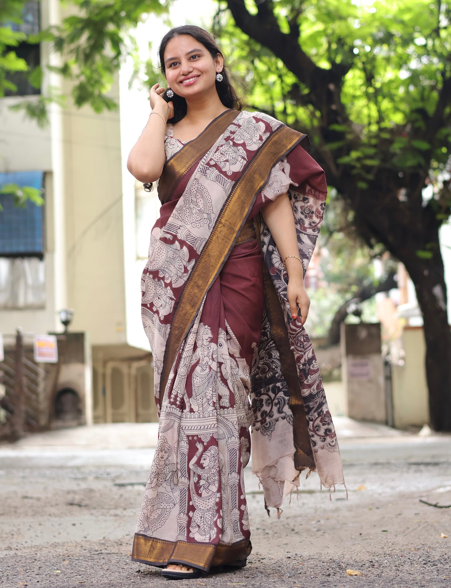 Nizam Border Kalamkari Silk Sare