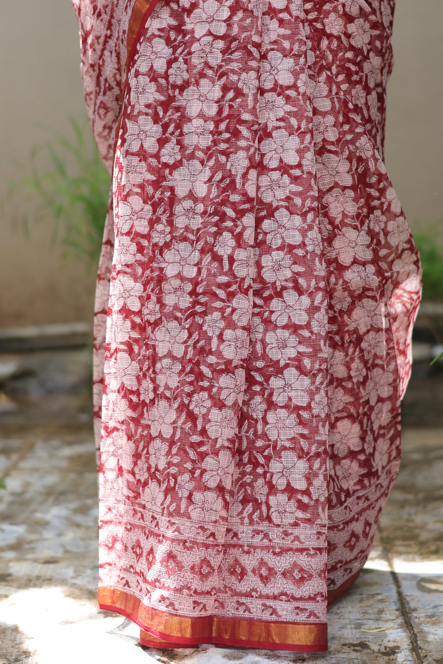 Bagru Hand block printed Kota Doriya Saree
