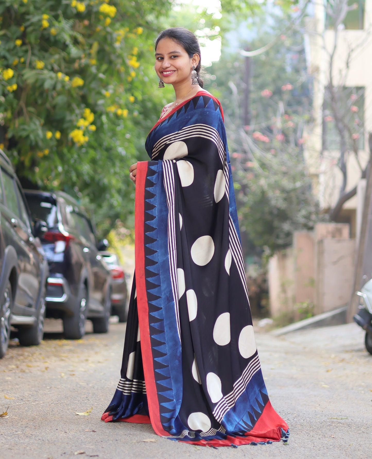 Ajrakh Modal Silk Saree