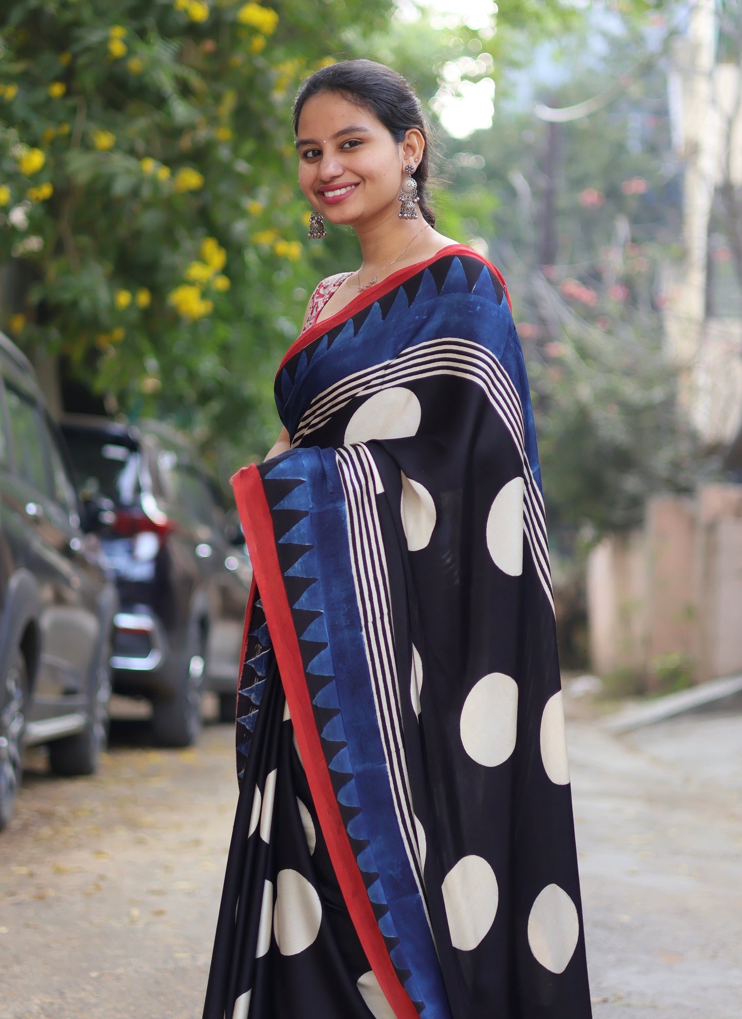 Ajrakh Modal Silk Saree