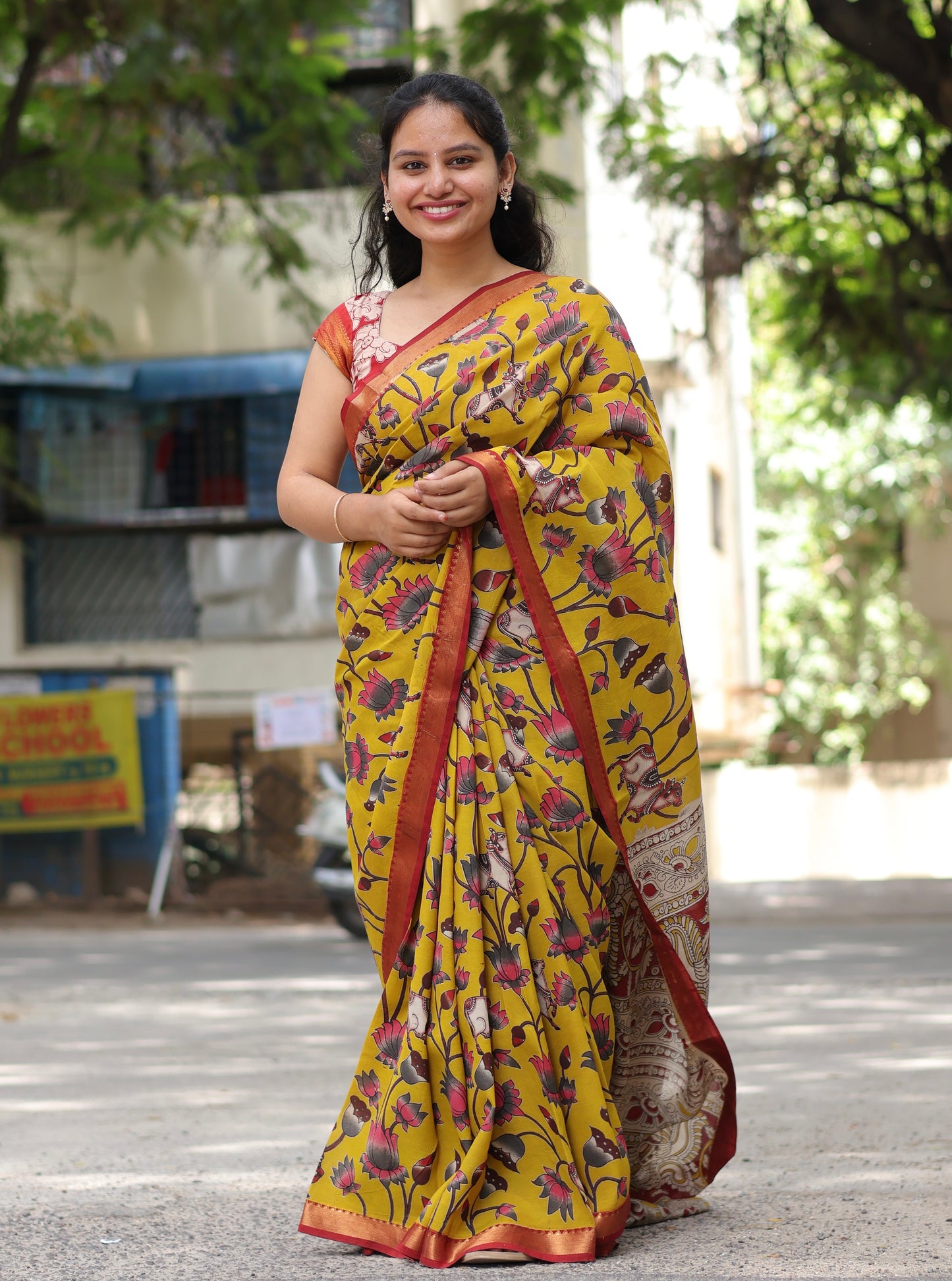 Nizam Border Kalamkari Silk Sare