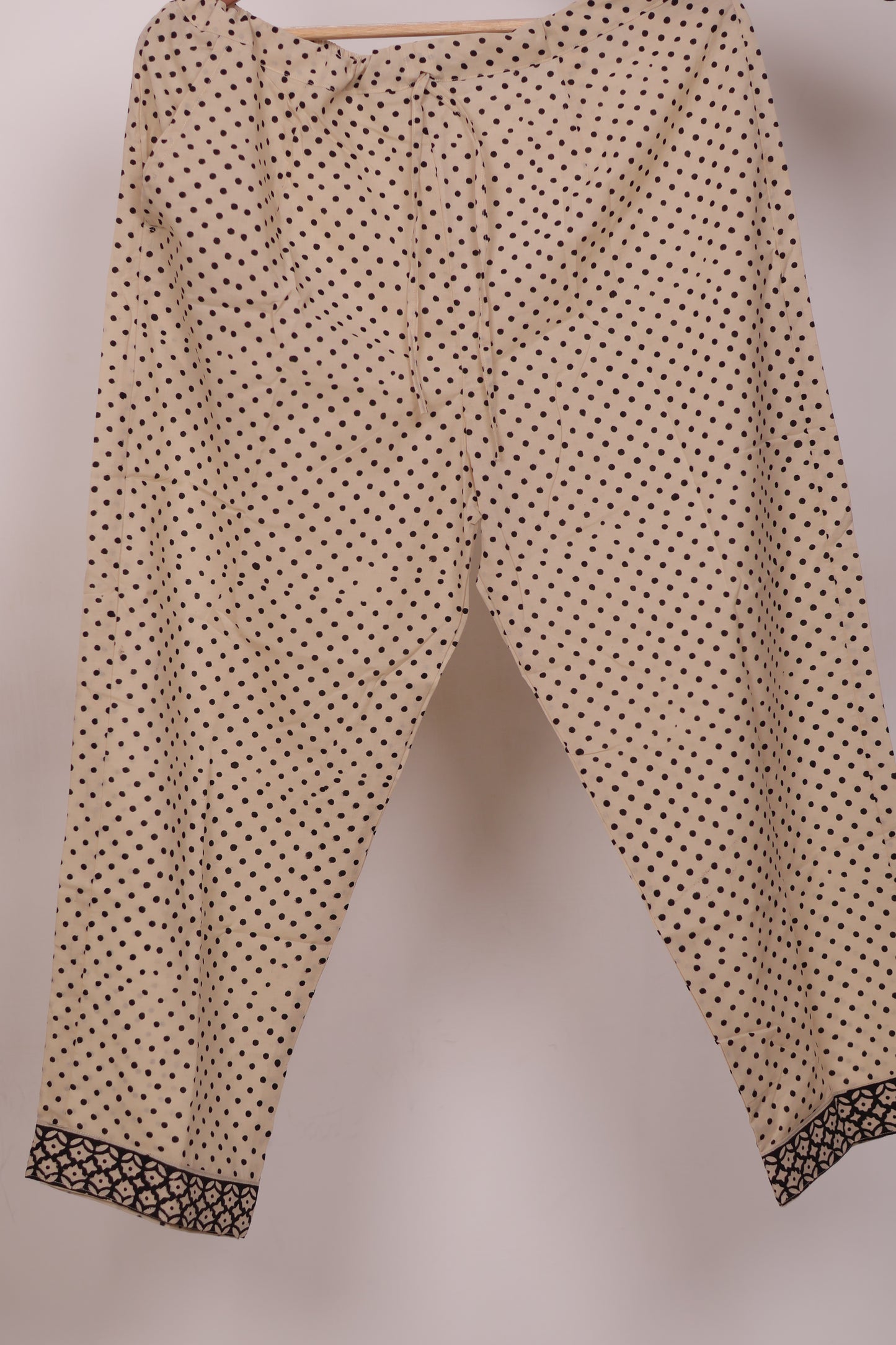 Black Handblock printed kota 3 piece suit (stitched)