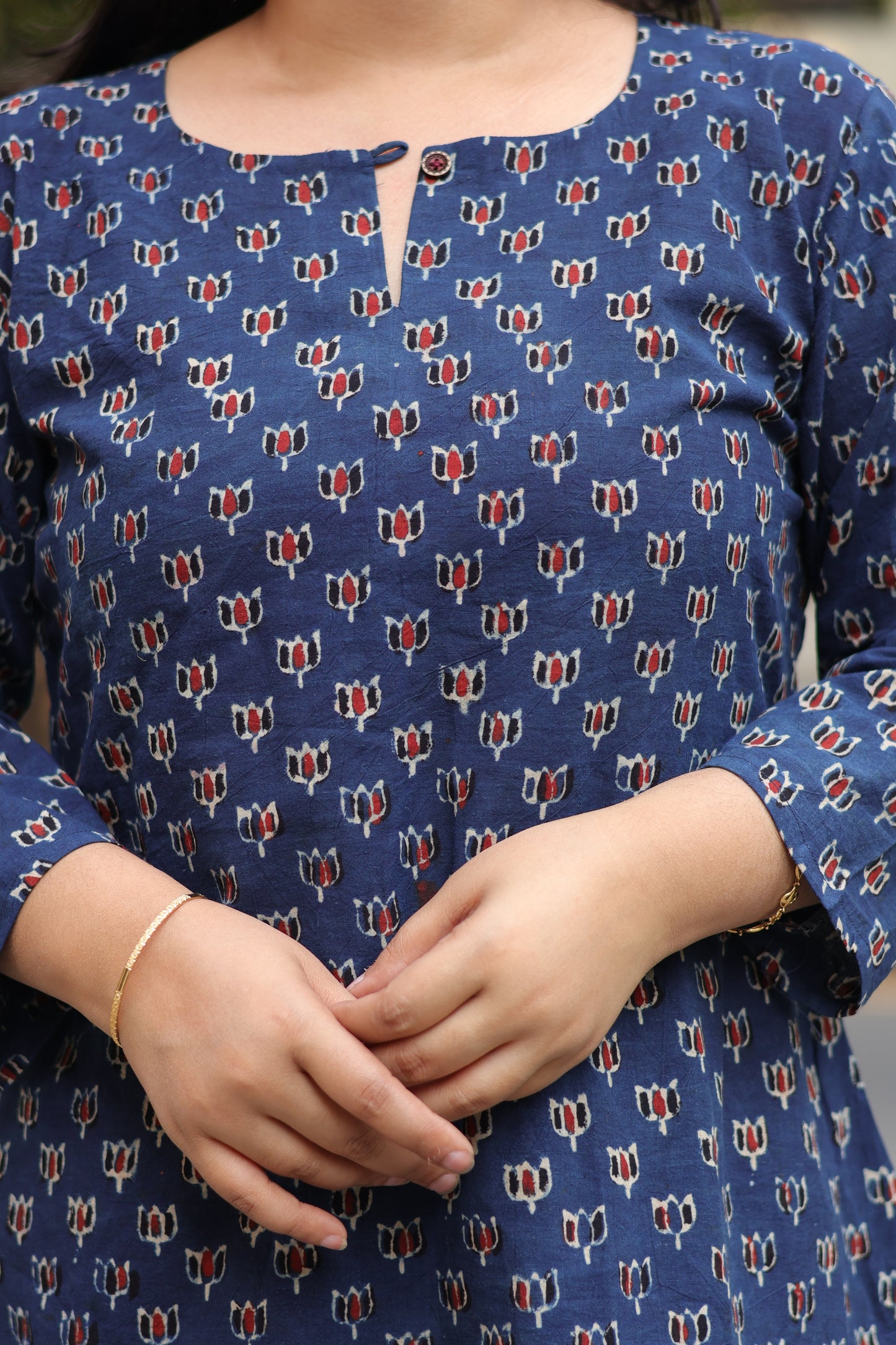 Ajrakh Hand Block Printed Kurti | Looms & Tassels