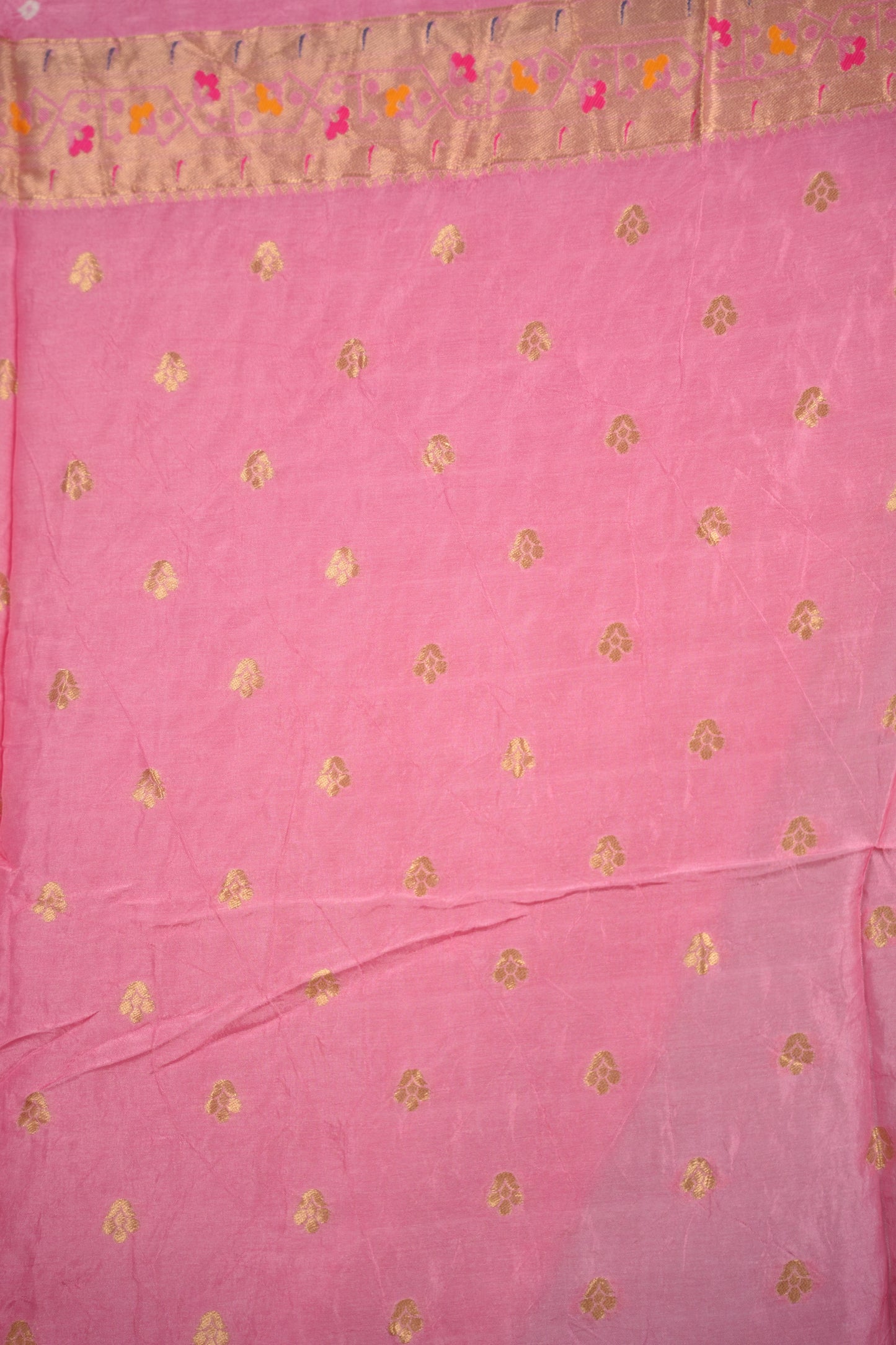 Pink Handcrafted Bandhani Paithani Dola Silk Saree | Looms & Tassels