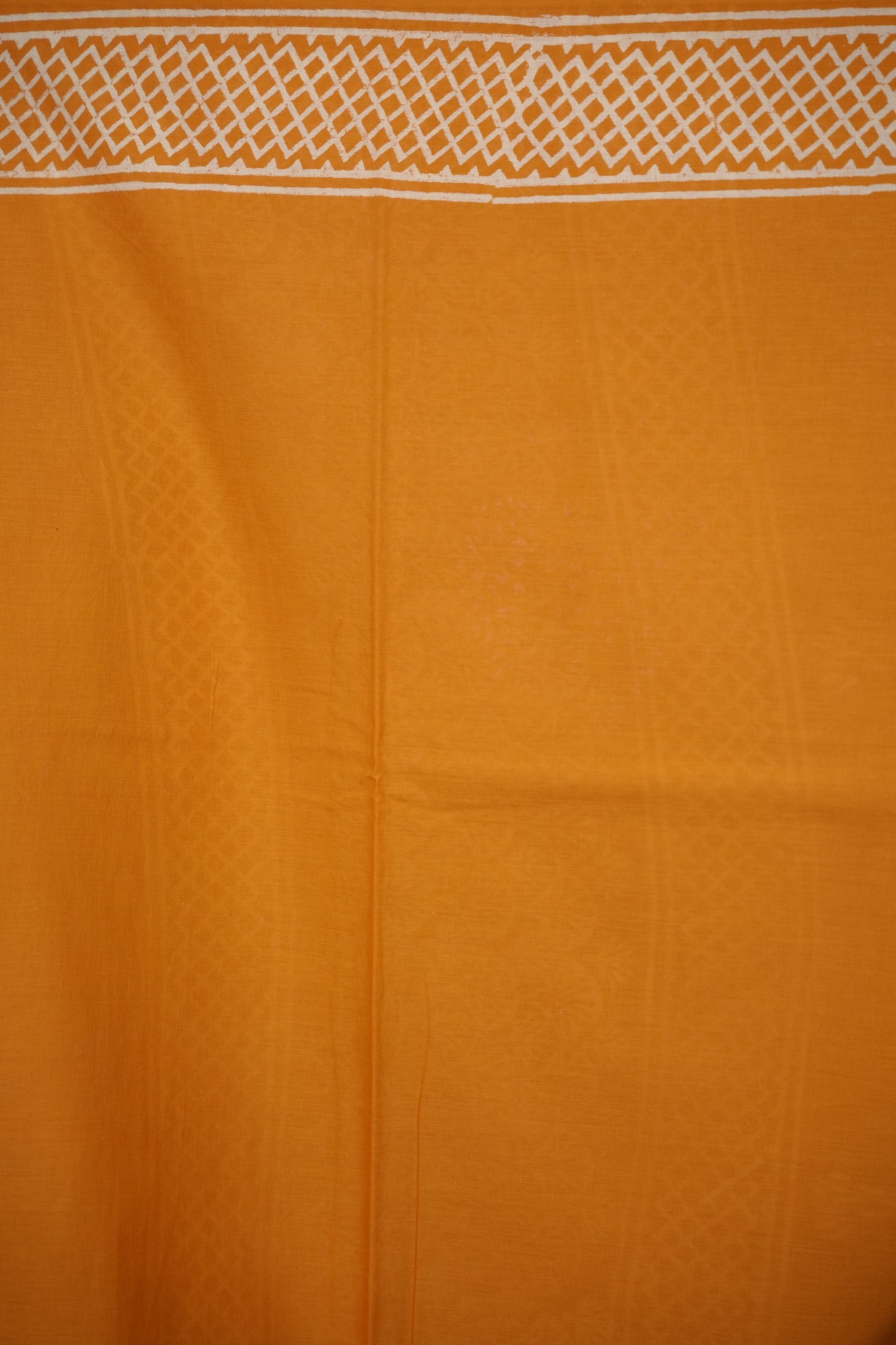 Mustard yellow Bagru Handblock printed MulMul cotton saree | Looms & Tassels
