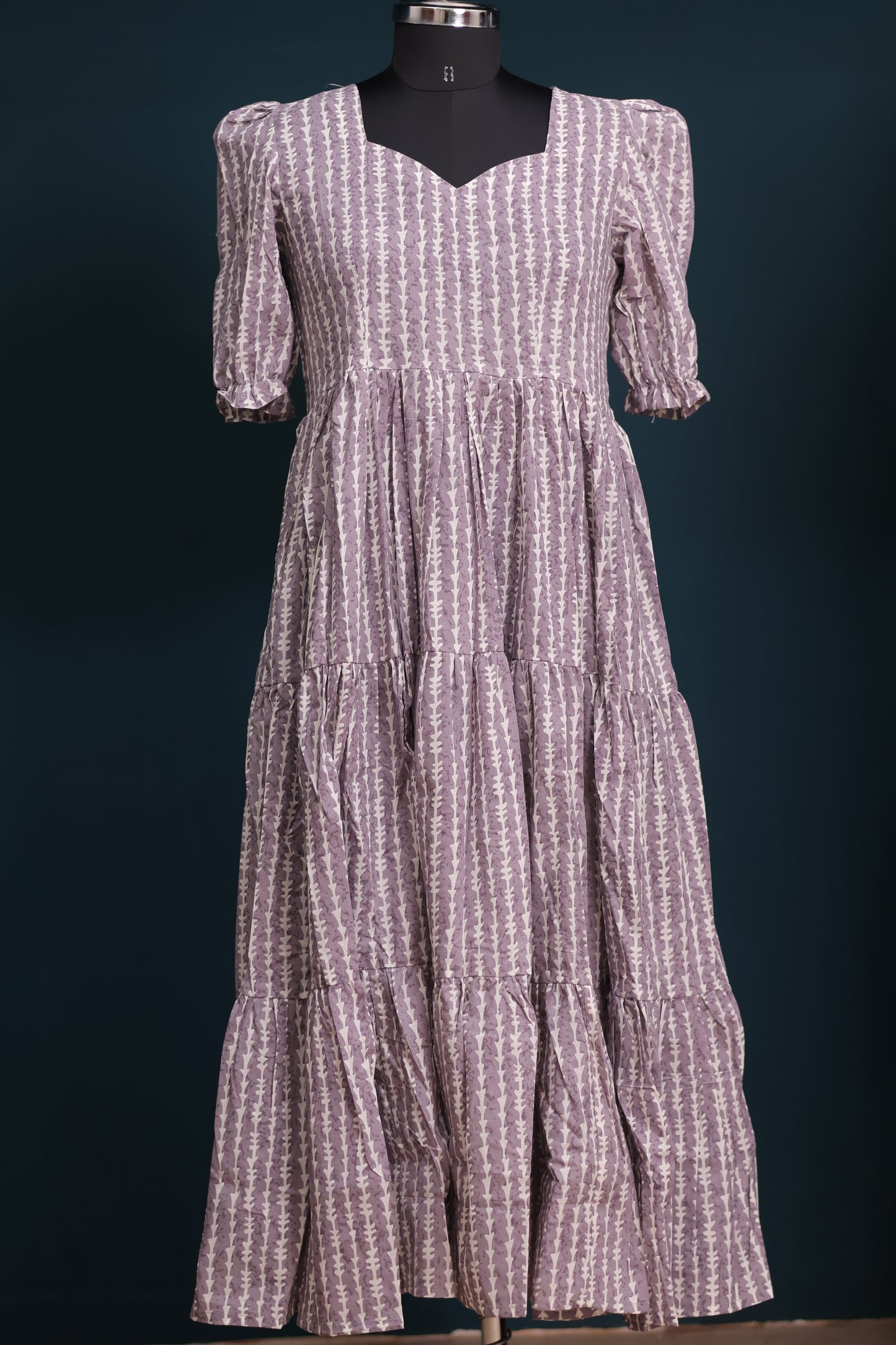 Grey Bagru pure cotton frock