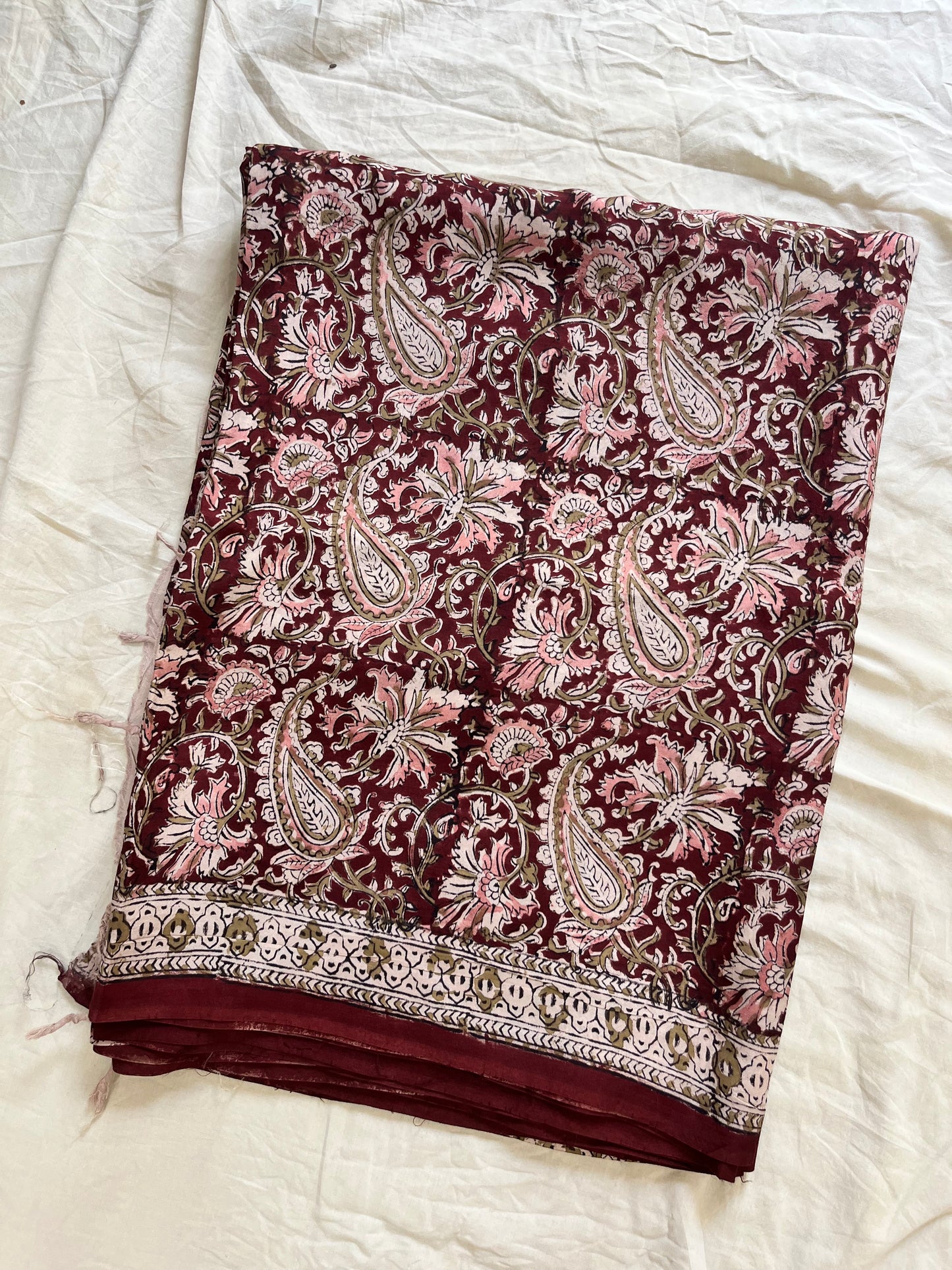 Hand block printed Kalamkari Silk Saree