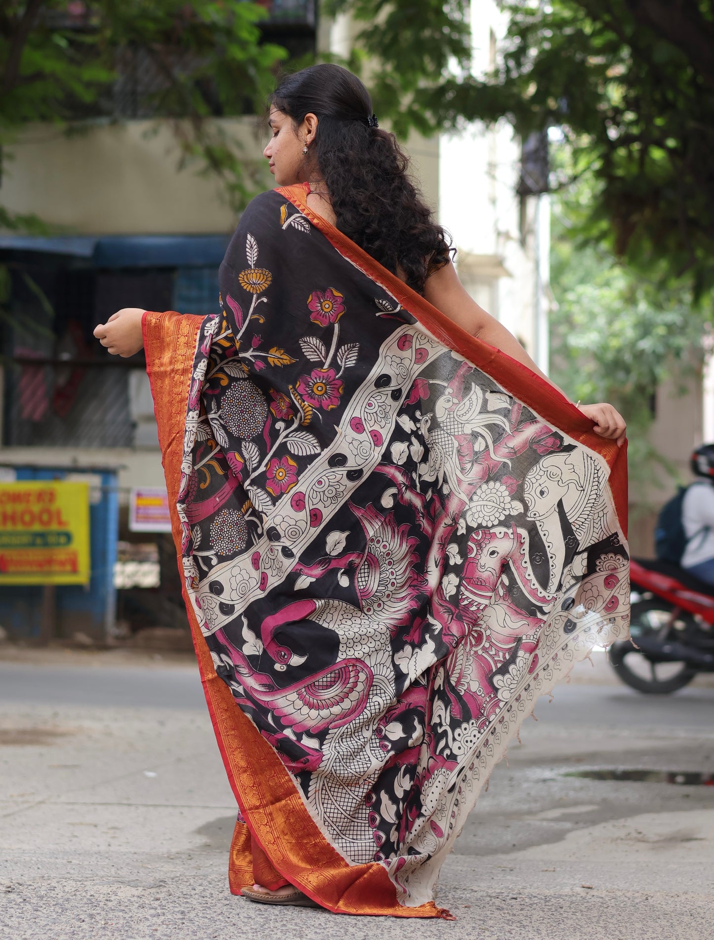 Kanchi Border Kalamkari Chennur Silk Saree