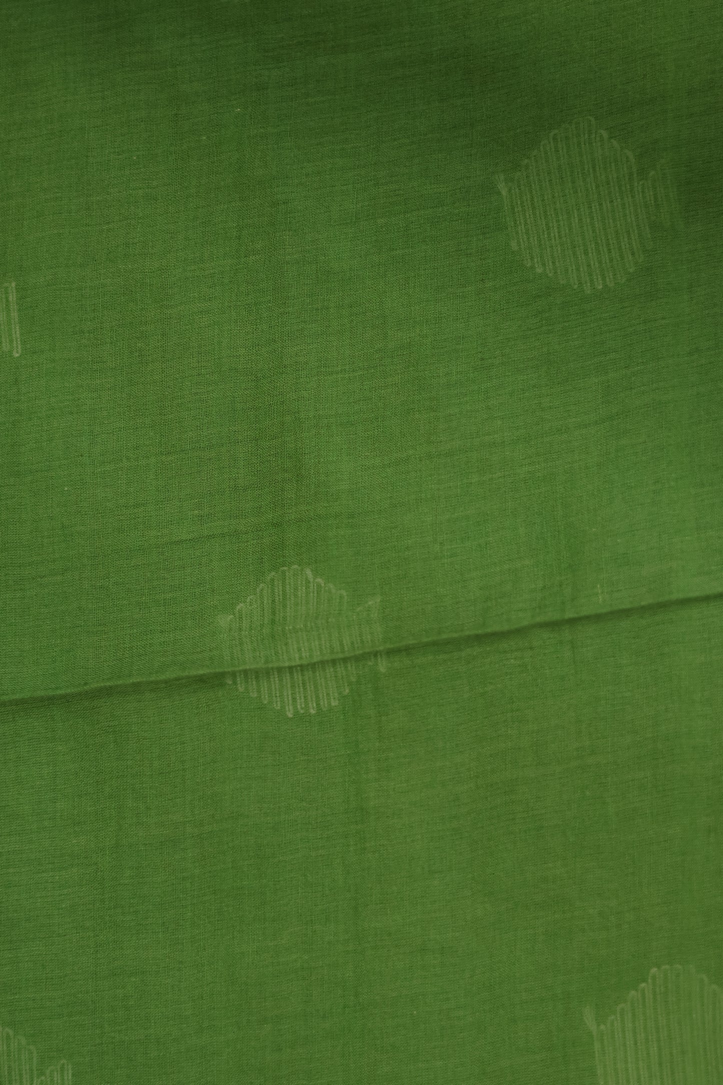Olive Green Pure Handwoven Malai Cotton Saree with Butta Weaving