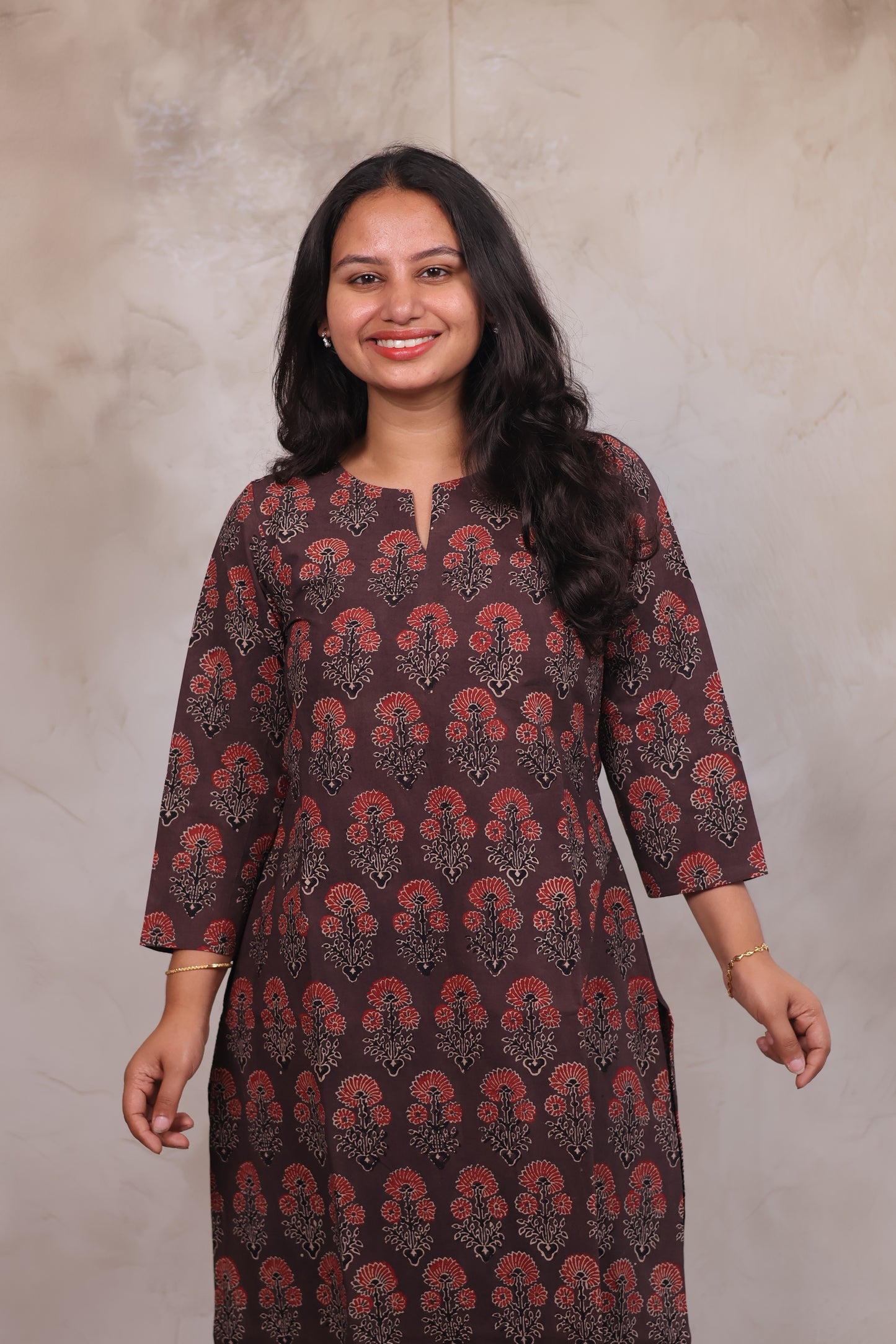 Ajrakh Hand Block Printed Kurti | Looms & Tassels