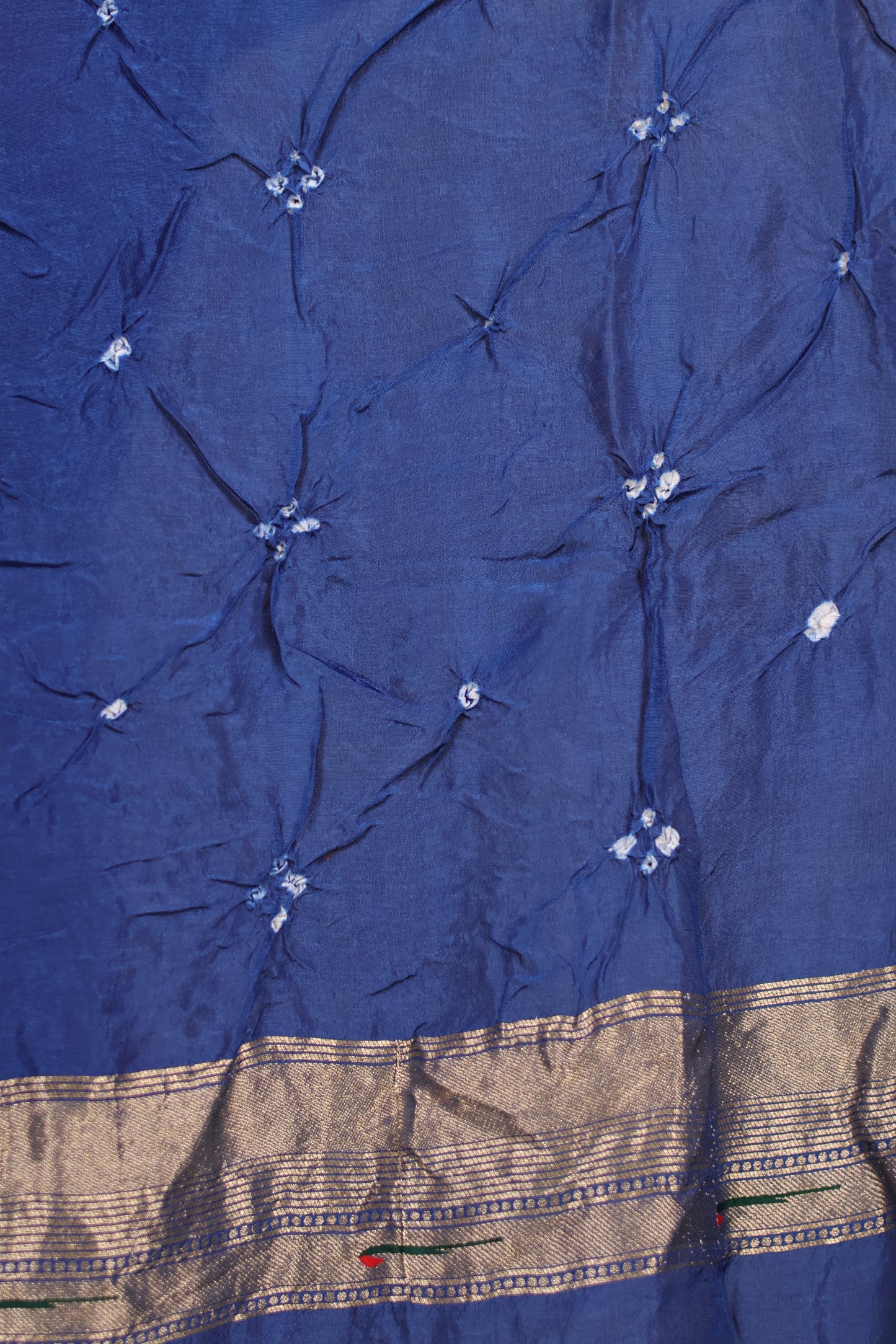 Blue Handcrafted Bandhani Paithani Dola Silk Saree | Looms & Tassels