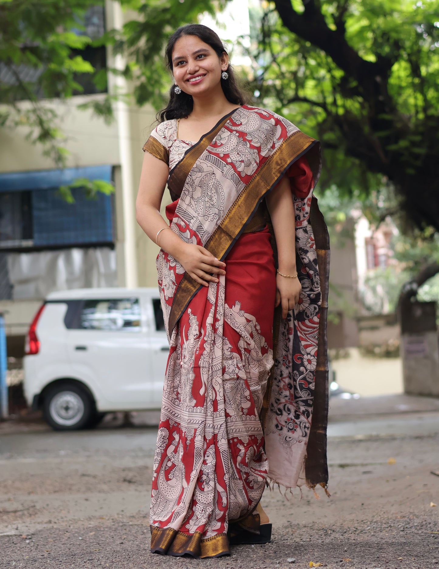 Nizam Border Kalamkari Silk Sare