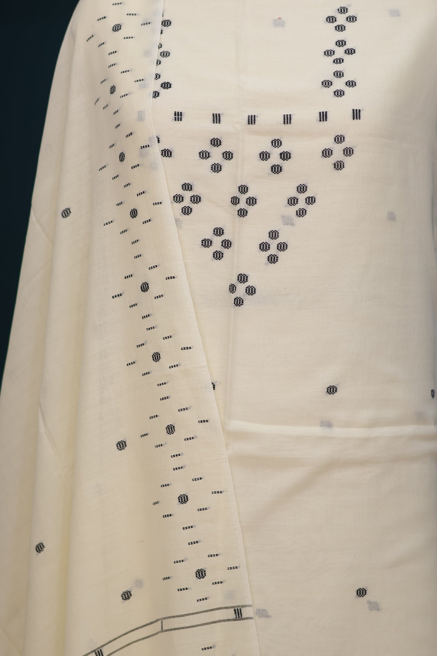 Cream Handwoven weaving butta pure Malai cotton 2 piece suit sets