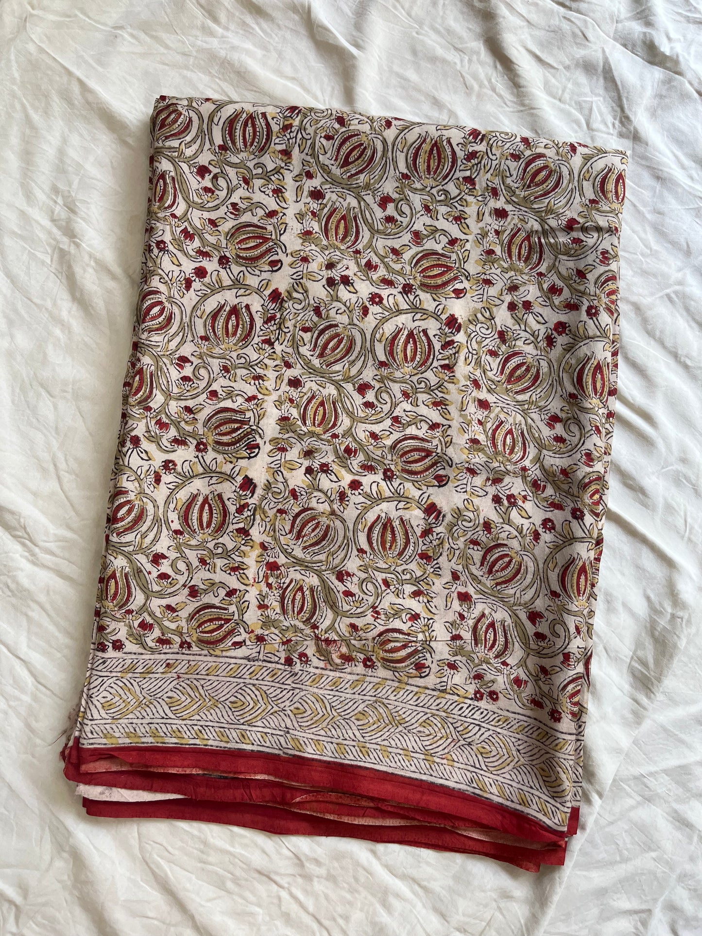 Hand block printed Kalamkari Silk Saree
