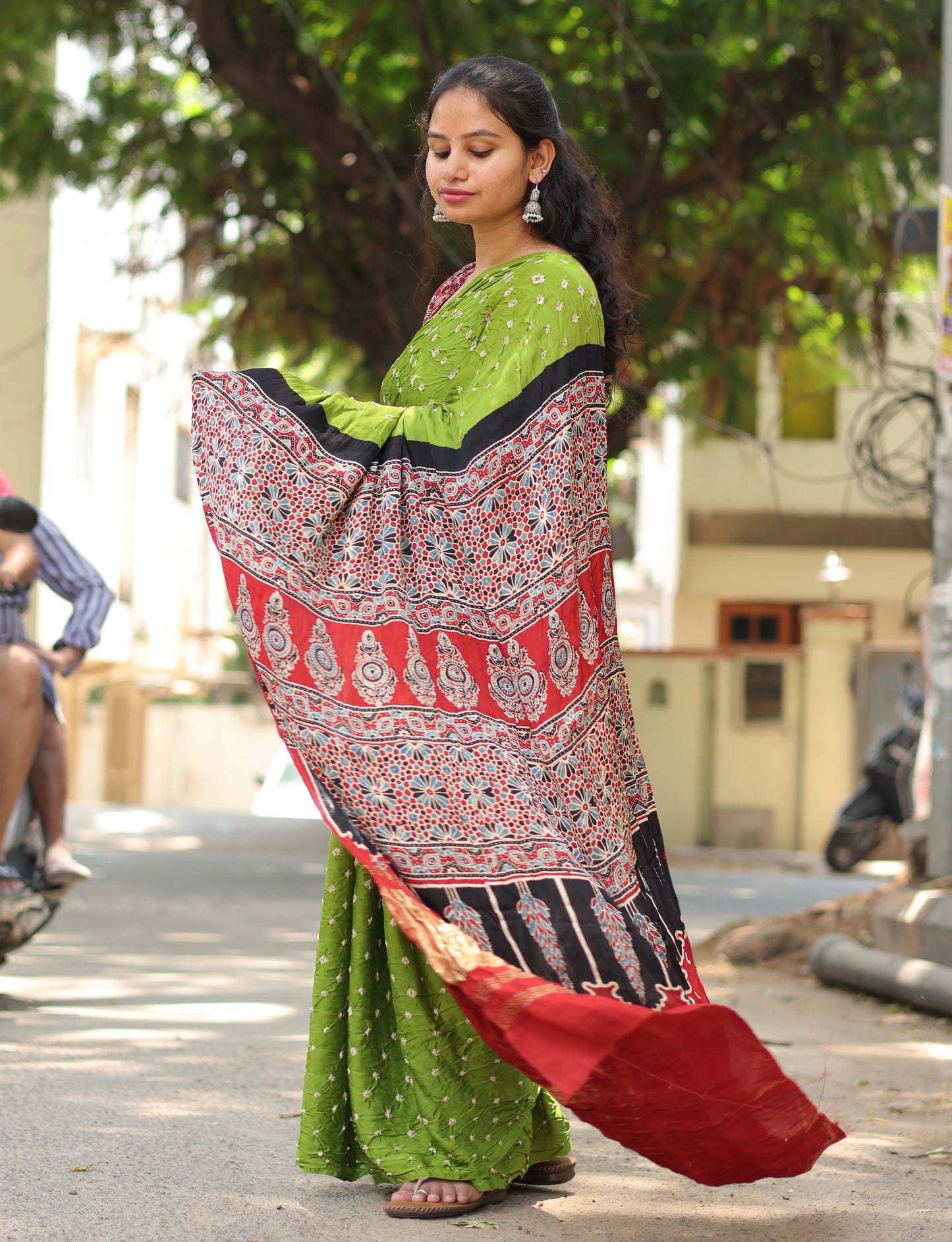 Ajrakh Bandhej Modal Silk Saree