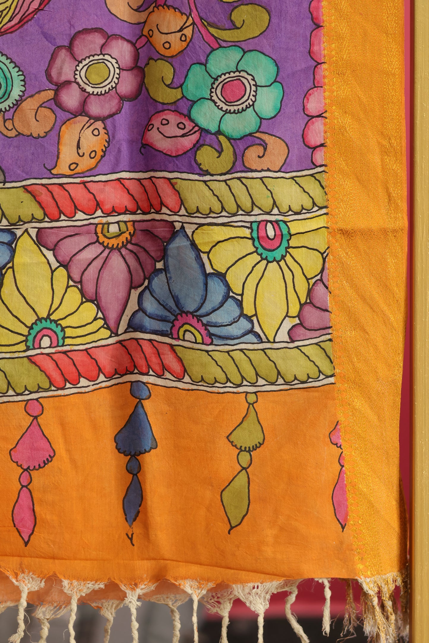 Lavender Pen Kalamkari chennur silk duppata