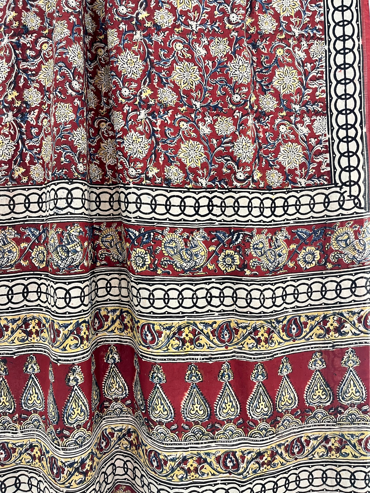 Hand block printed Kalamkari Silk Saree