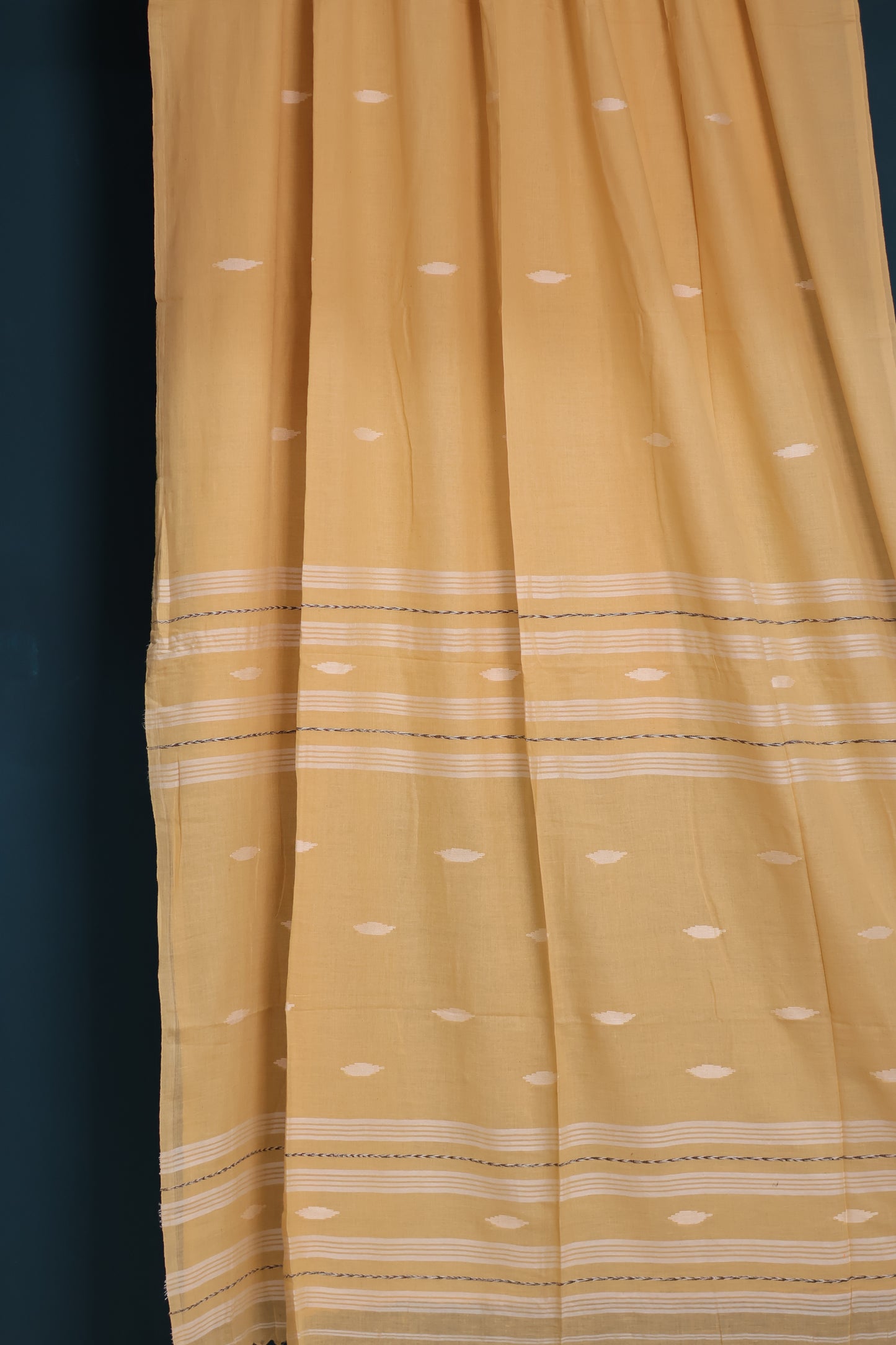 Sandal Pure Handwoven Malai Cotton Saree with Butta Weaving