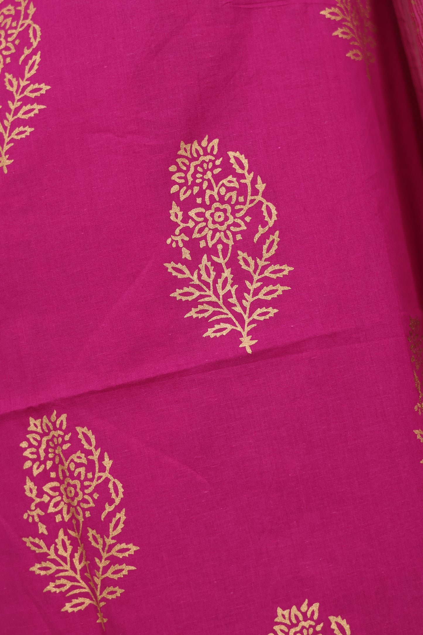 Magenta Handblock printed Pure Mul Cotton with Kota Doria Duppata 3 piece suit (stitched)