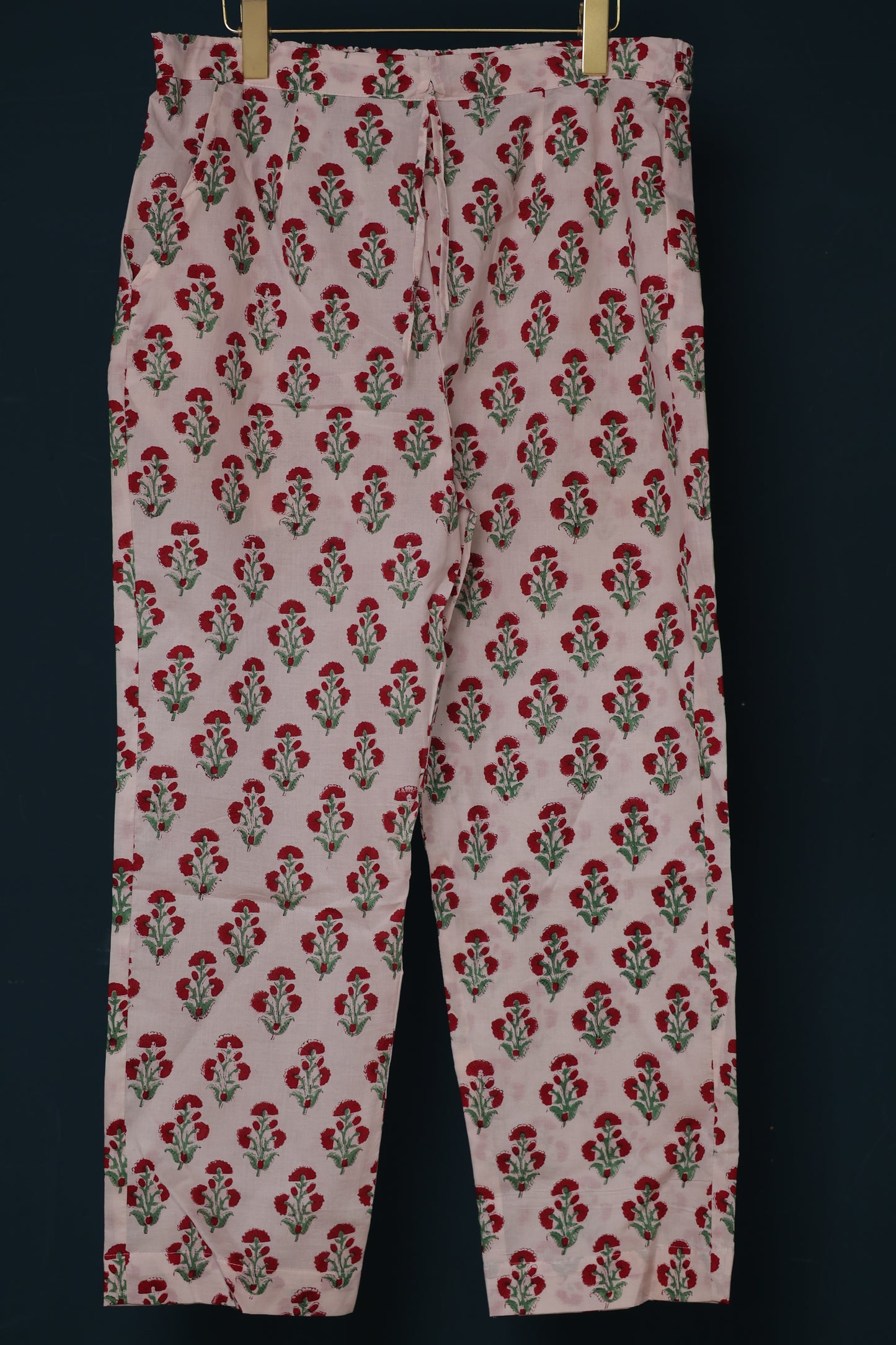 Sky Blue Handblock printed Pure Mul Cotton with Kota Doria Duppata 3 piece suit (stitched)