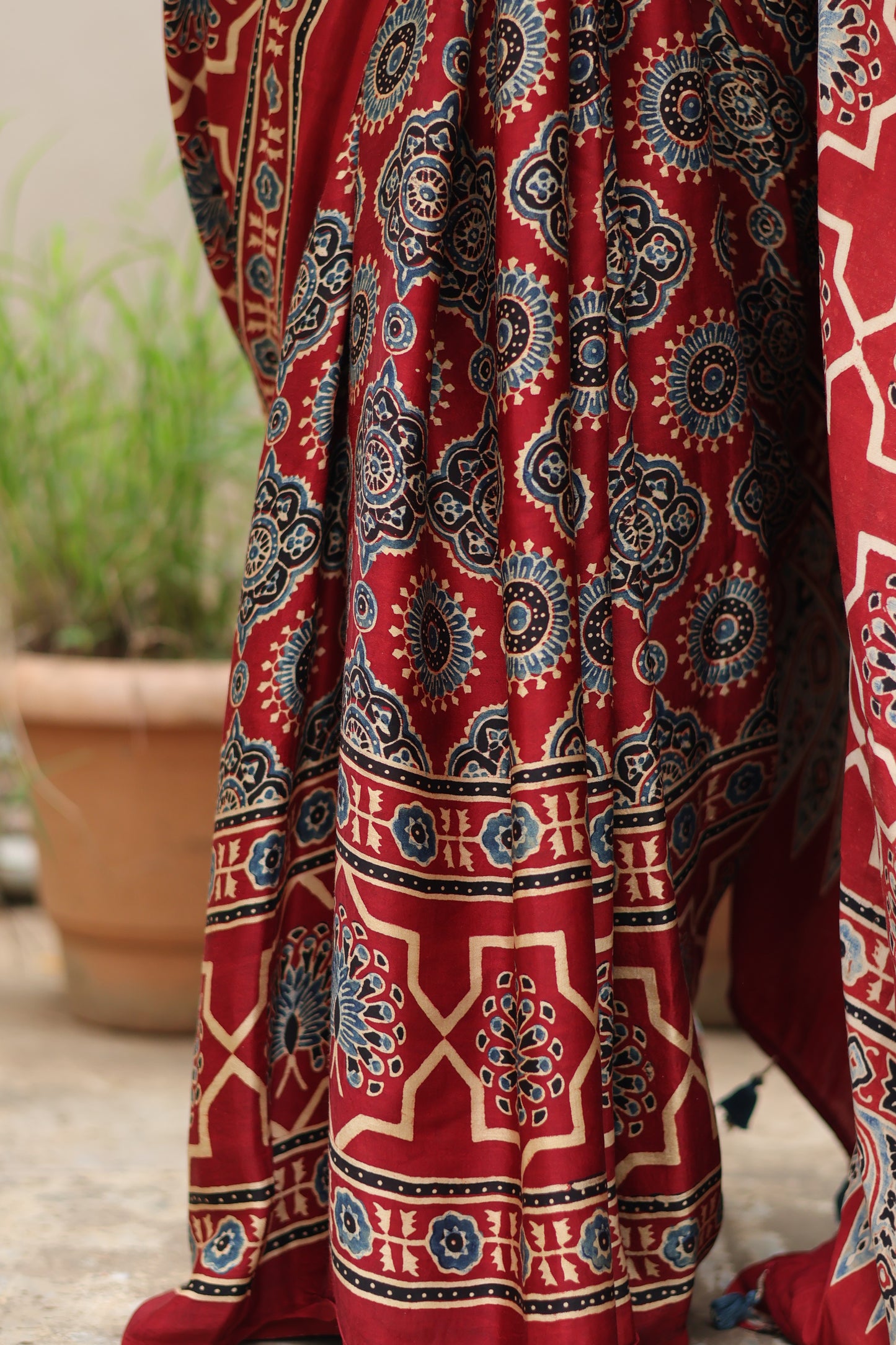 Ajrakh Modal Silk Saree