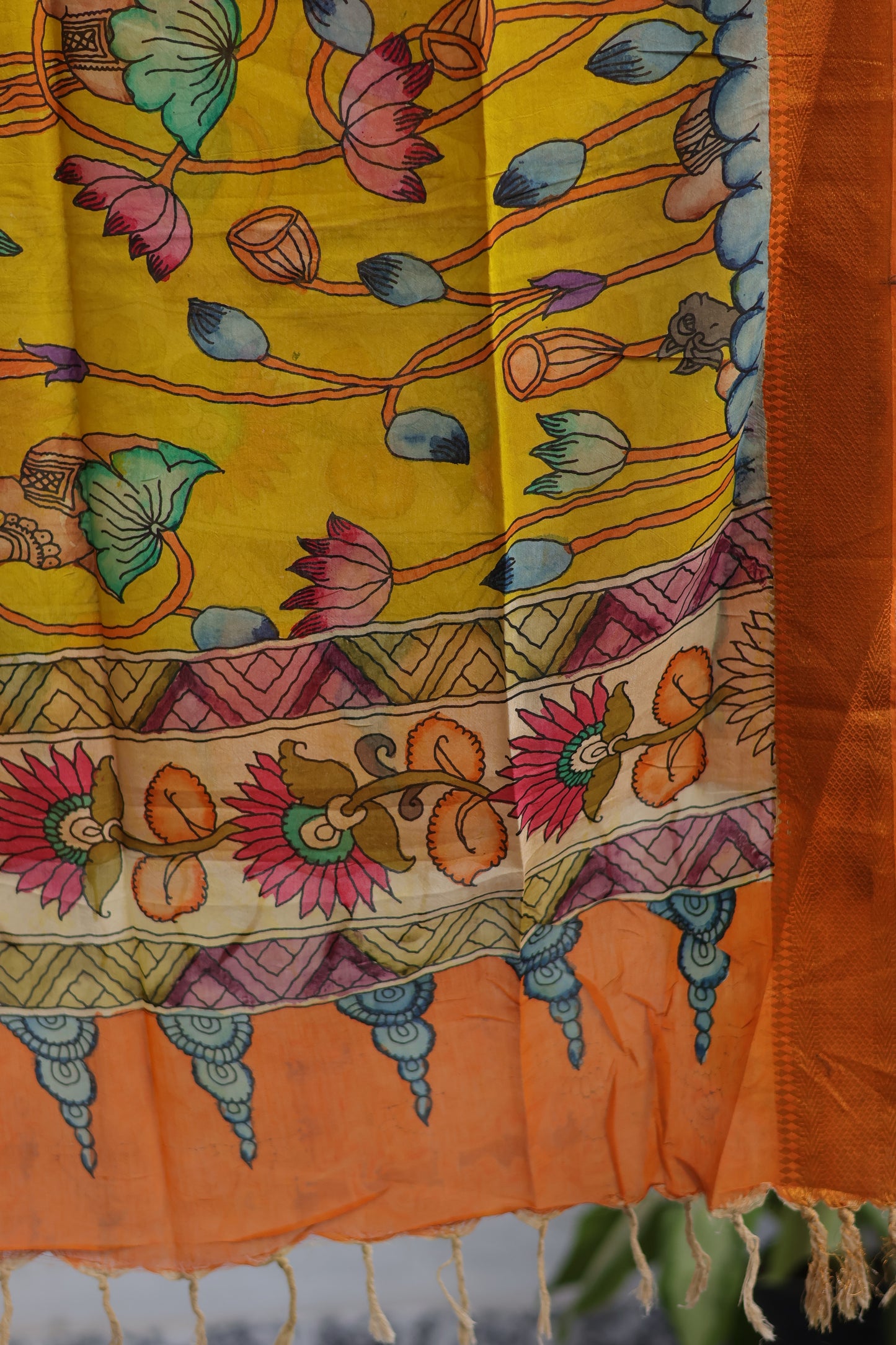 Pen Kalamkari chennur silk duppata