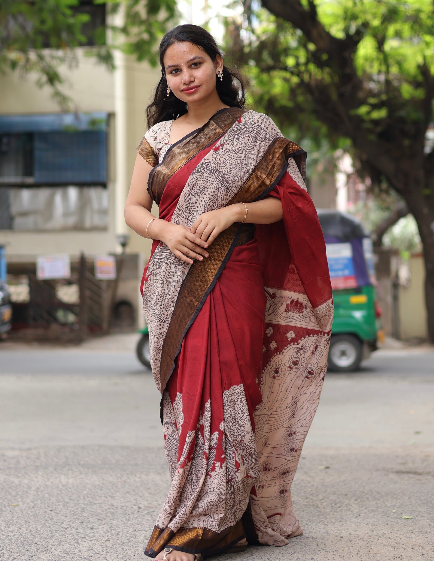 Nizam Border Kalamkari Silk Sare