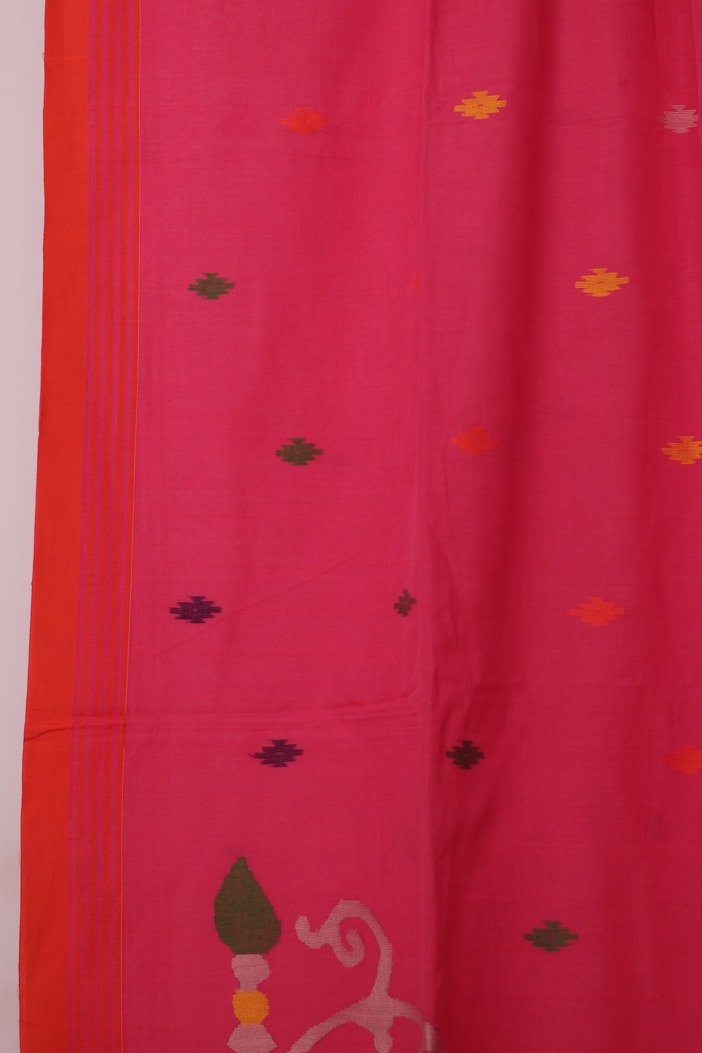Pink Pure Handwoven Jamdhani Malai Cotton Saree