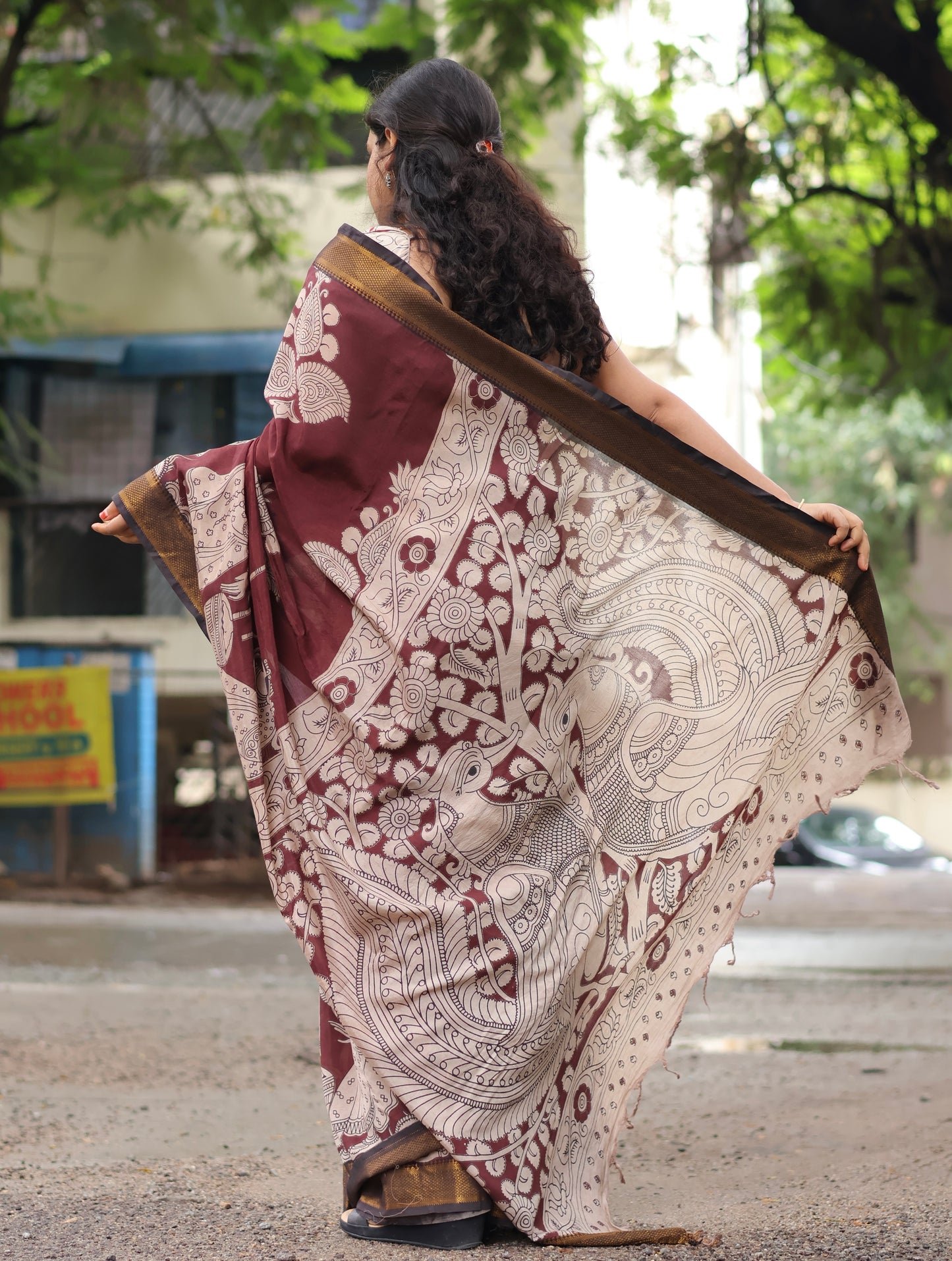 Nizam Border Kalamkari Silk Sare