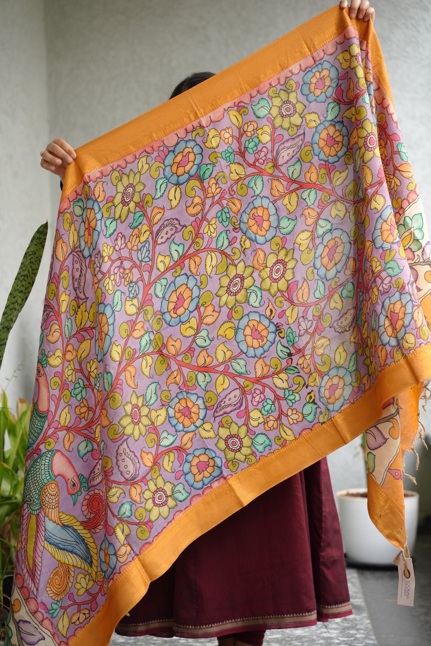 Pen Kalamkari chennur silk duppata