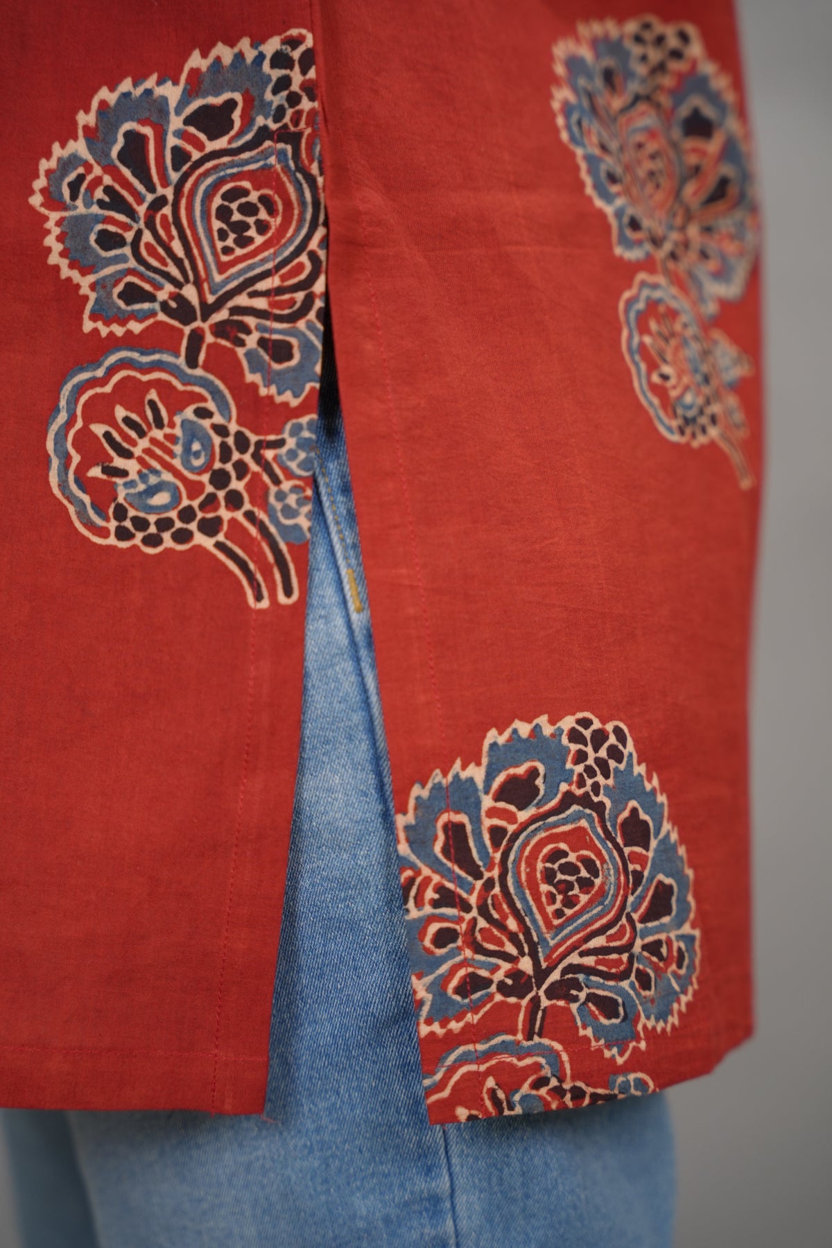 Maroon Ajrakh Hand Block Printed Short Top