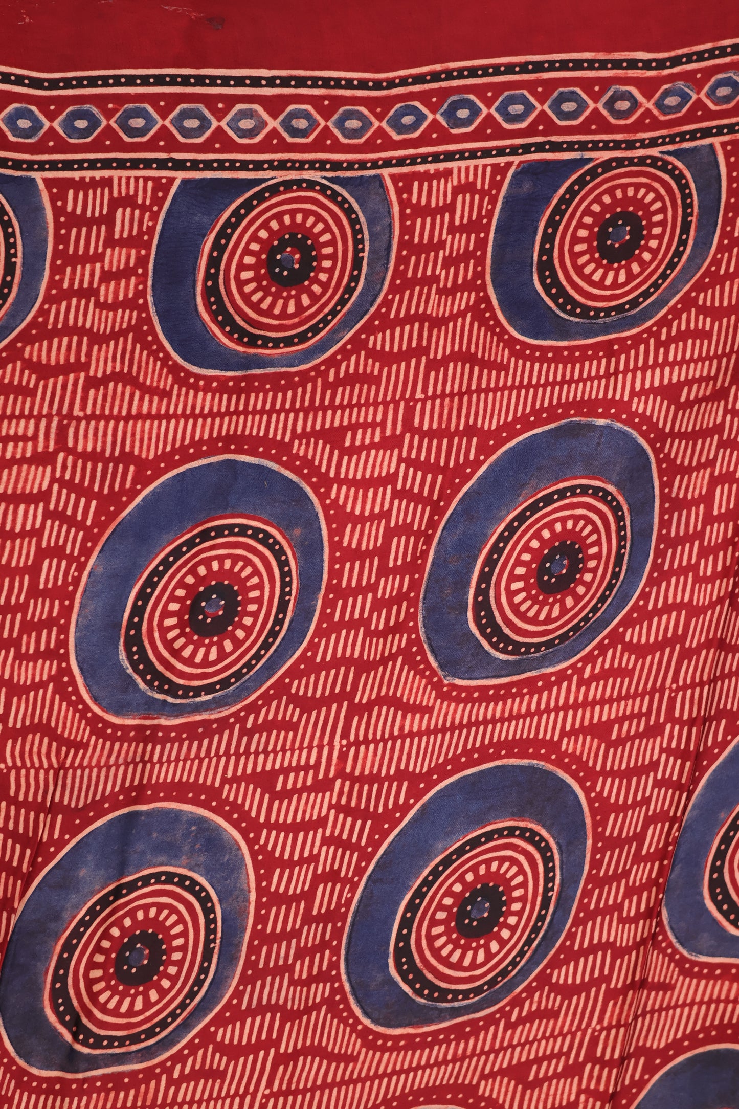 Pure Ajrakh Hand Block Printed Modal Silk Saree
