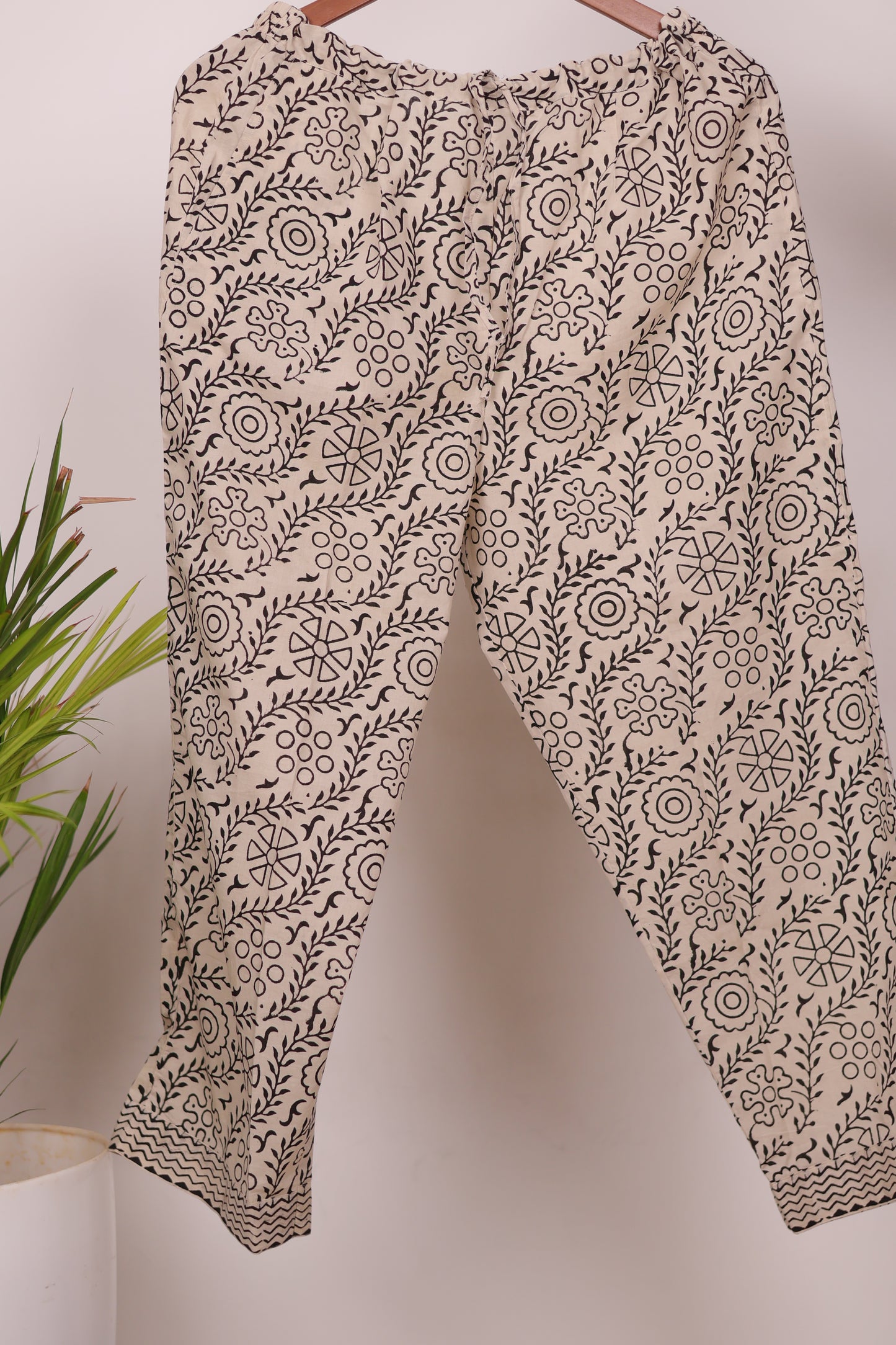 Orange Handblock printed kota 3 piece suit (stitched)