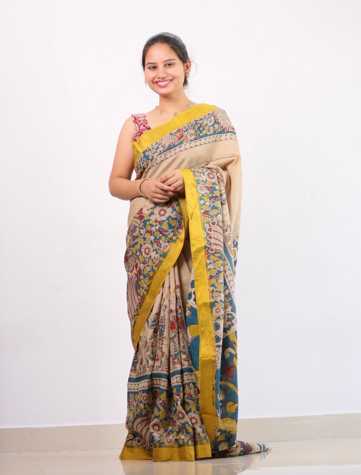 Nizam Border Kalamkari Silk Saree