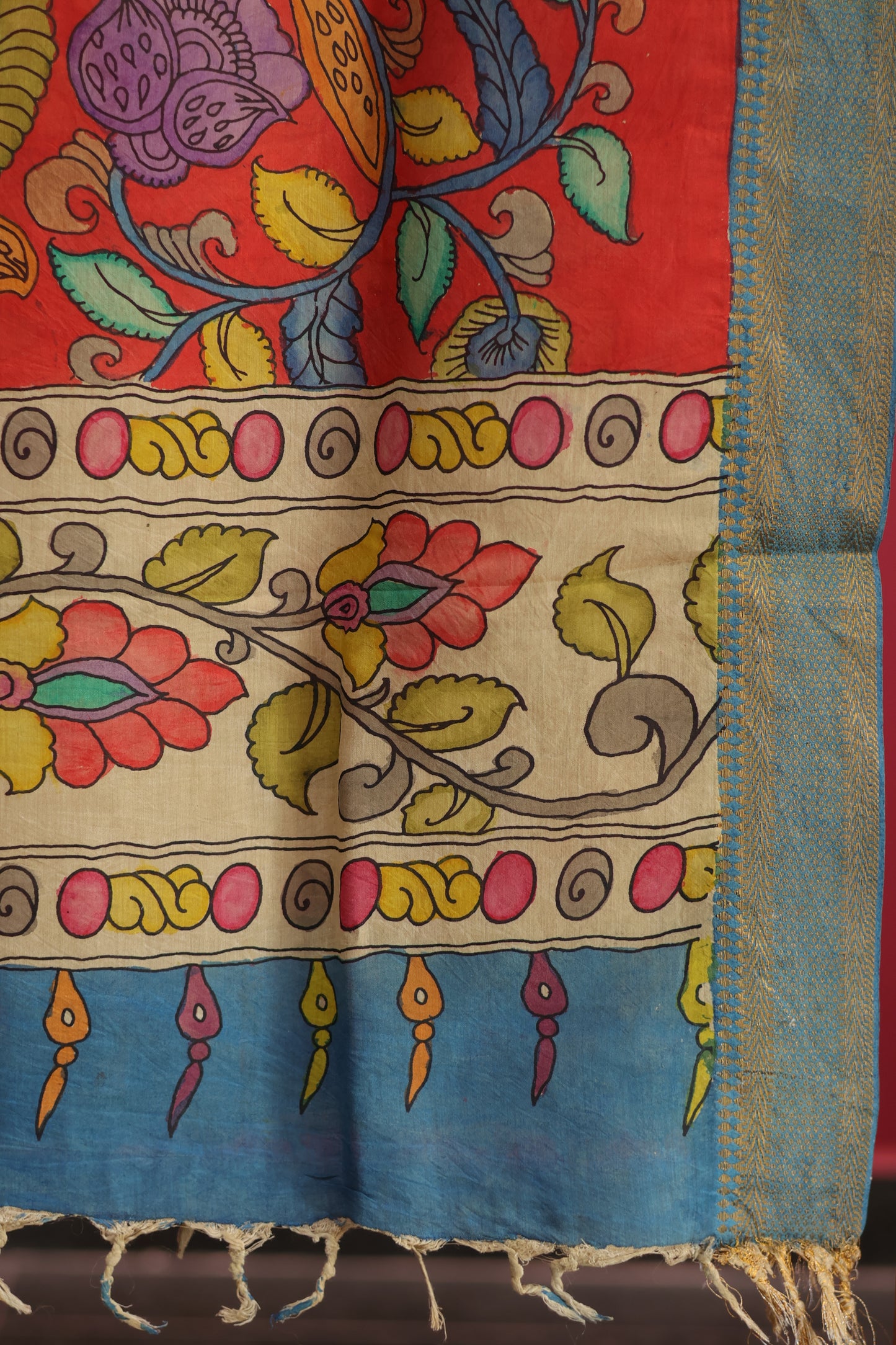 Pen Kalamkari chennur silk duppata
