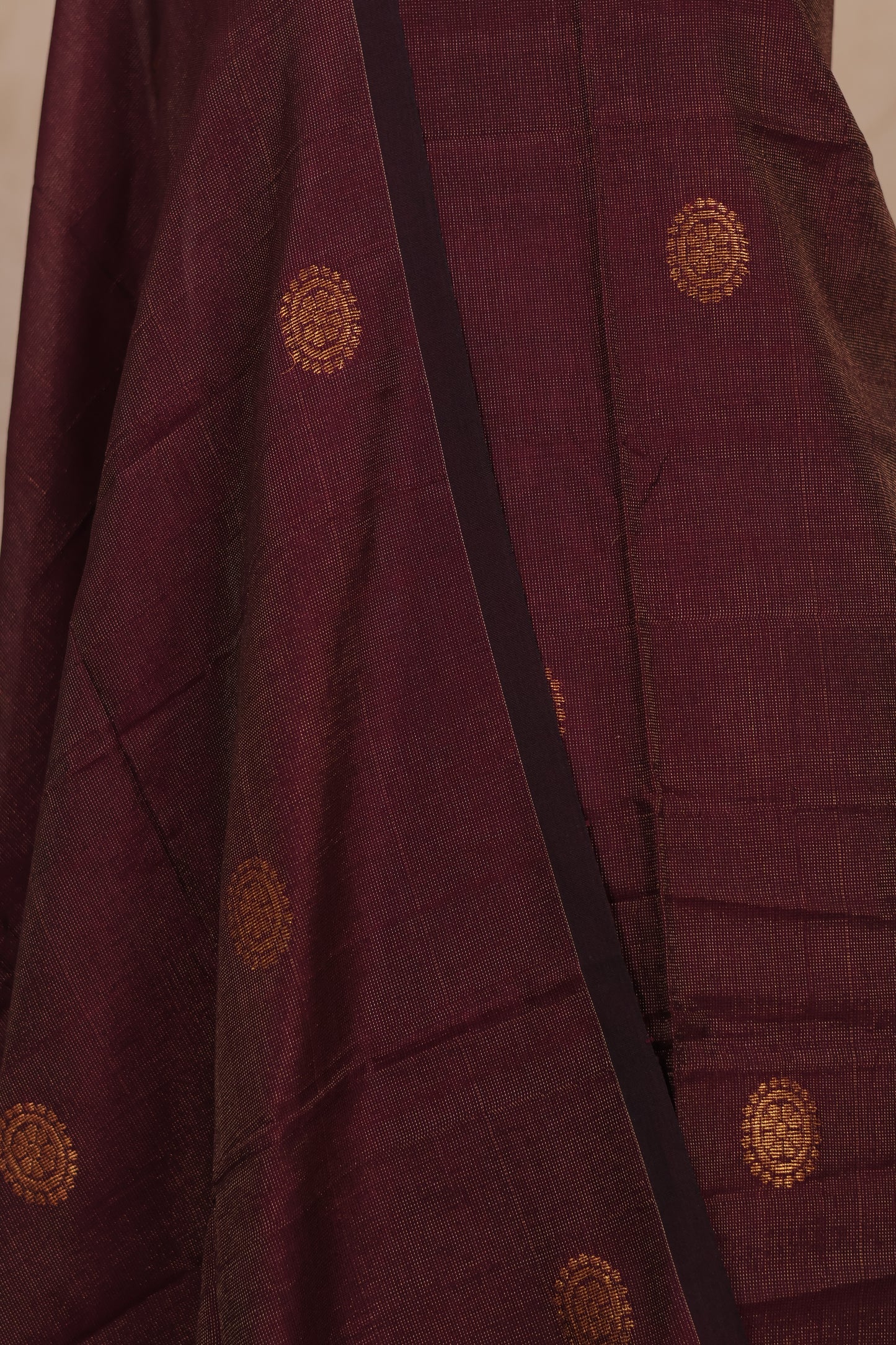 Maroon Handwoven Jamdhani weaving Tissue Linen 2 piece suit sets | Looms & Tassels