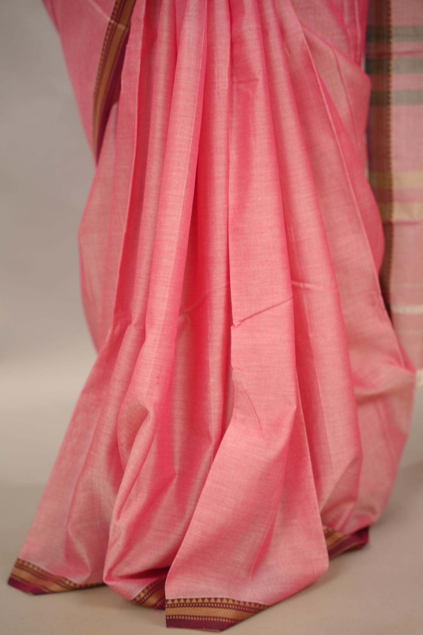Onion Pink Narayanpet Cotton Saree | Looms & Tassels
