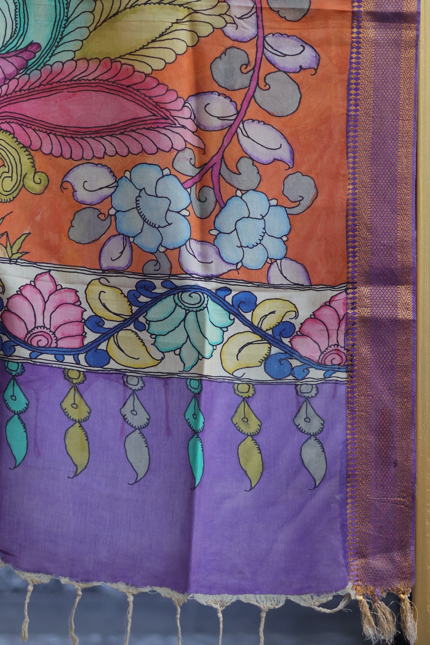 Pen Kalamkari chennur silk duppata