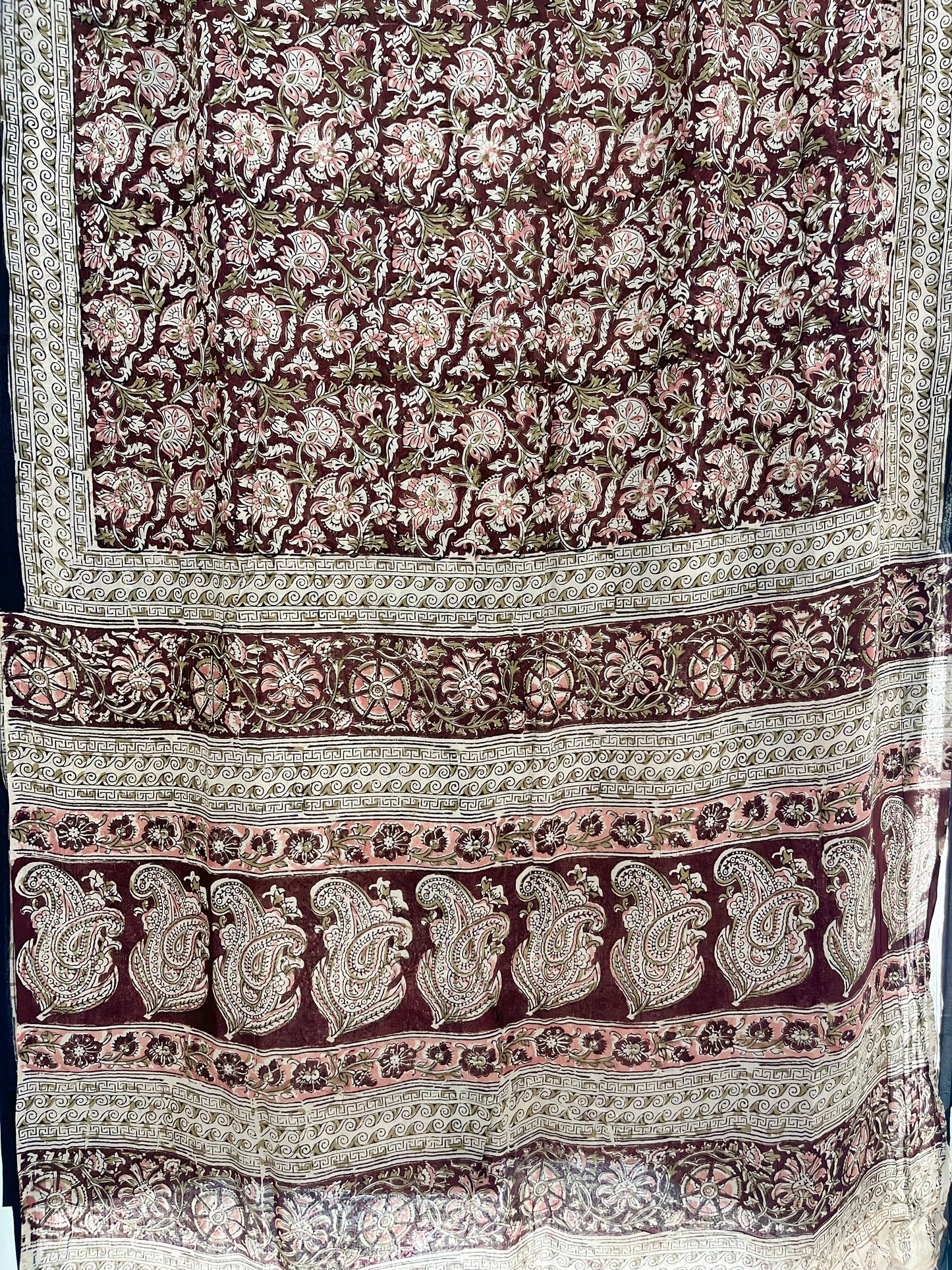 Hand block printed Kalamkari Silk Saree