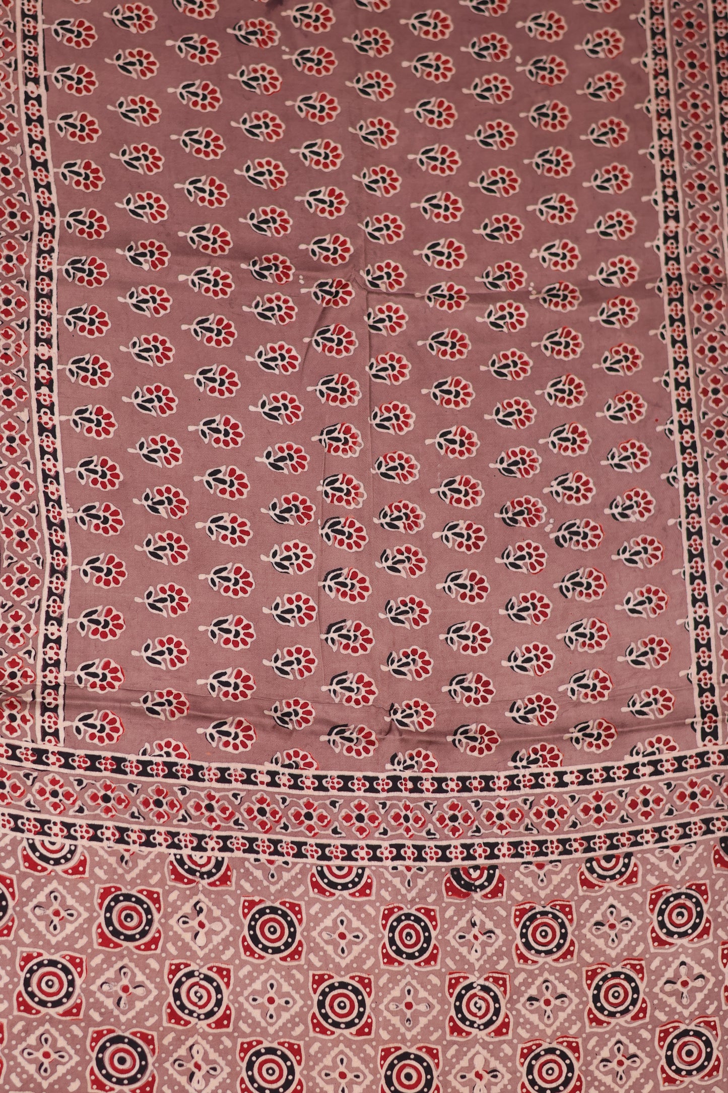 Ajrakh Hand Block Printed Modal Silk Stole | Looms & Tassels