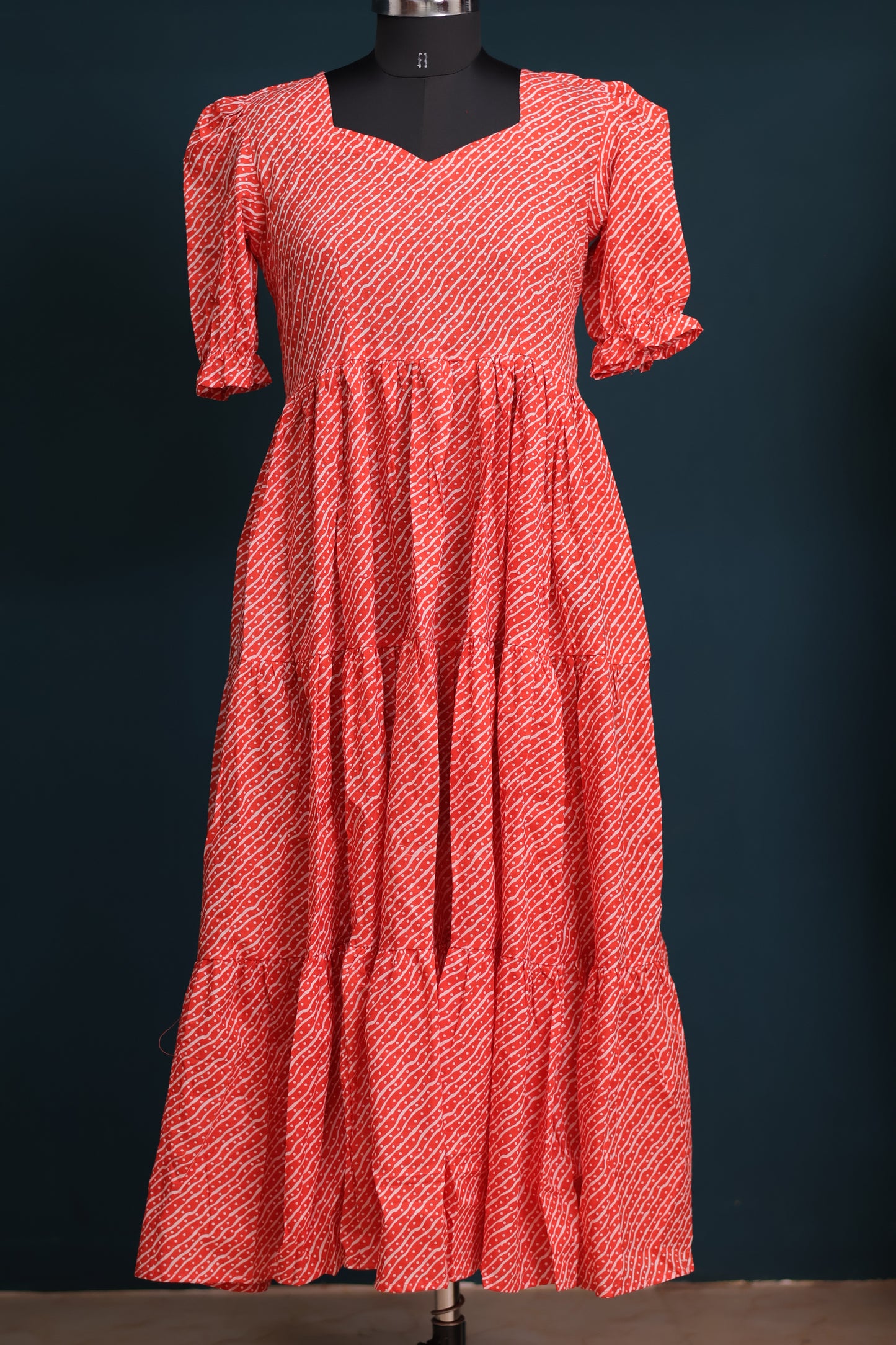 Orange bagru pure cotton frock