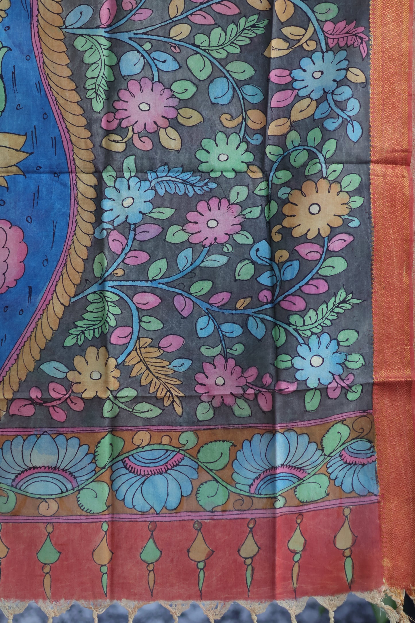 Pen Kalamkari chennur silk duppata