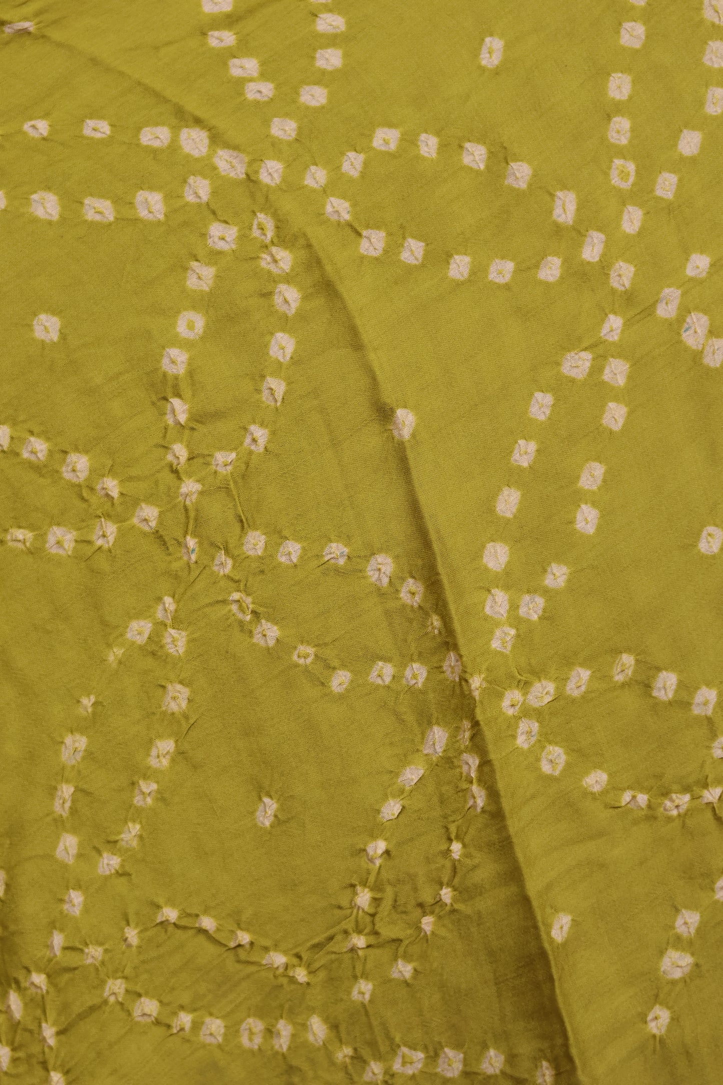 Lemon Green Hand Knotted Bandhej Arakh Modal Silk Saree with Lagdi Pallu | Looms & Tassels