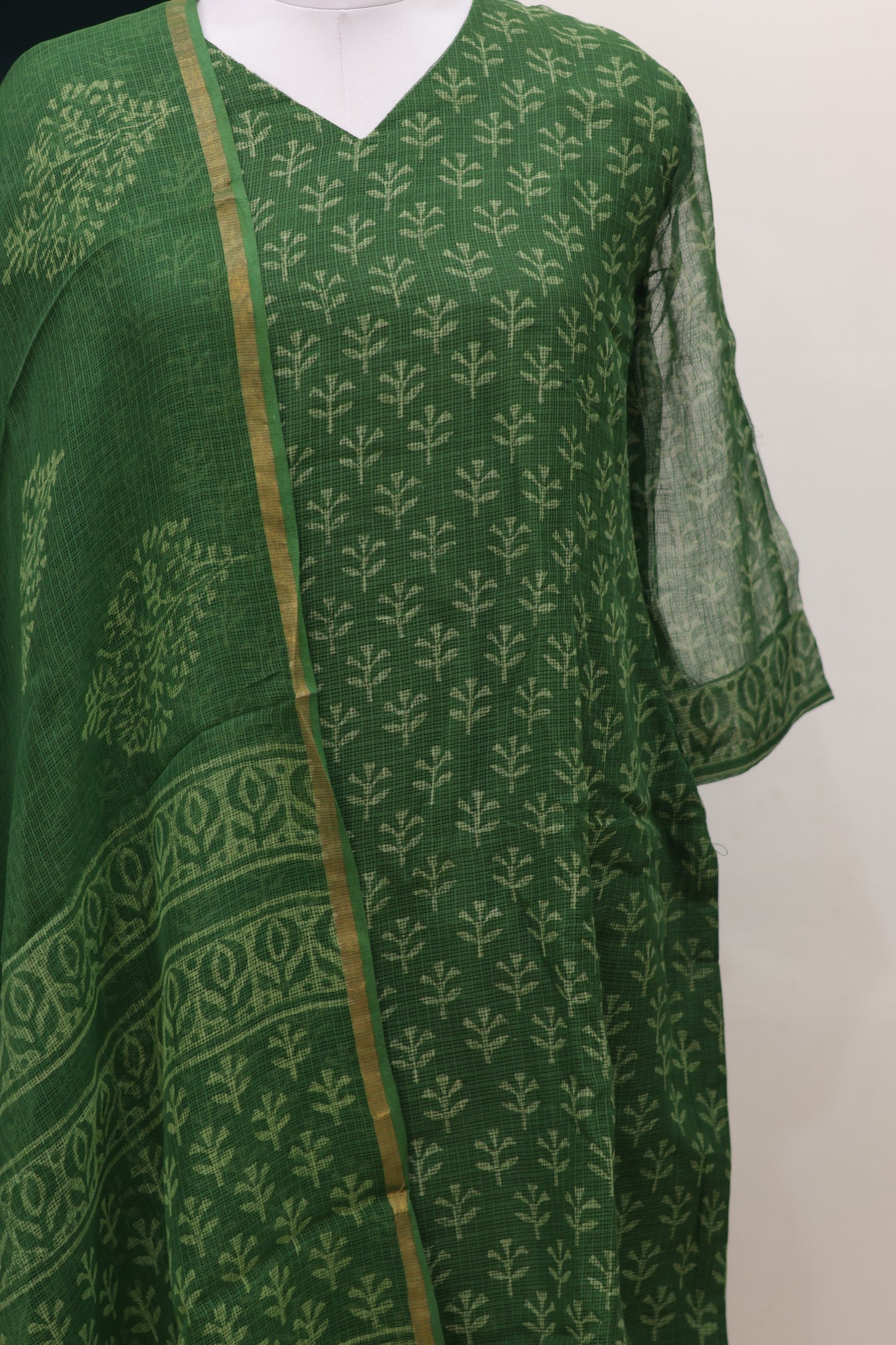 Handblock printed kota 3 piece suit (stitched)