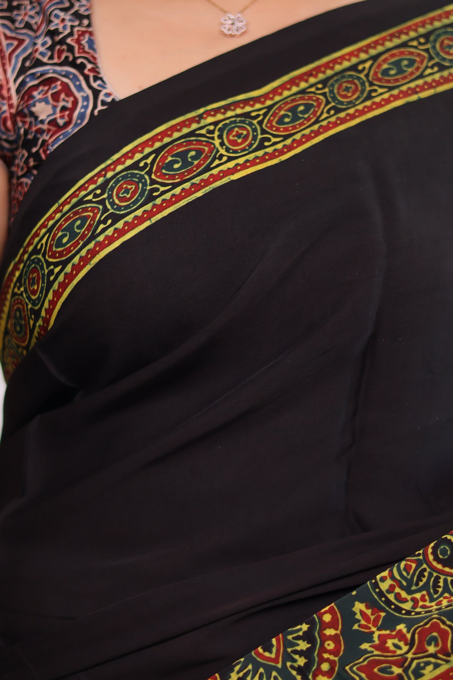 Ajrakh Modal Silk Saree