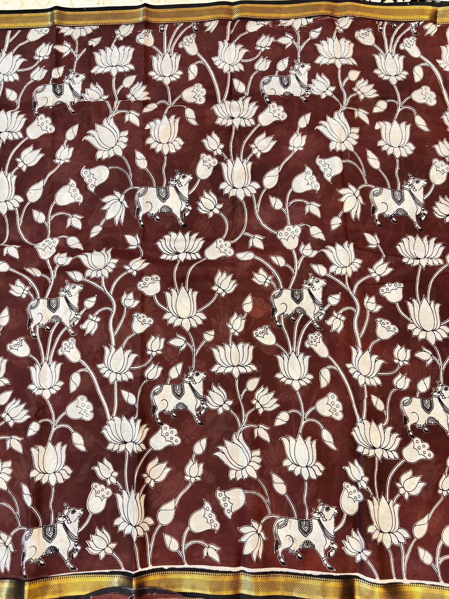 pichwai Nizam Border Kalamkari Silk Saree