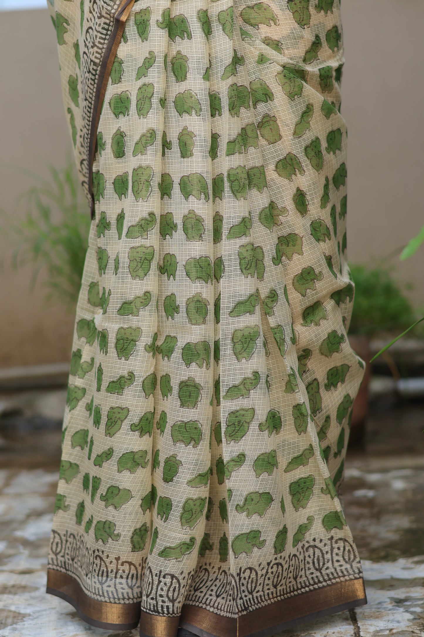 Bagru Hand block printed Kota Doriya Saree