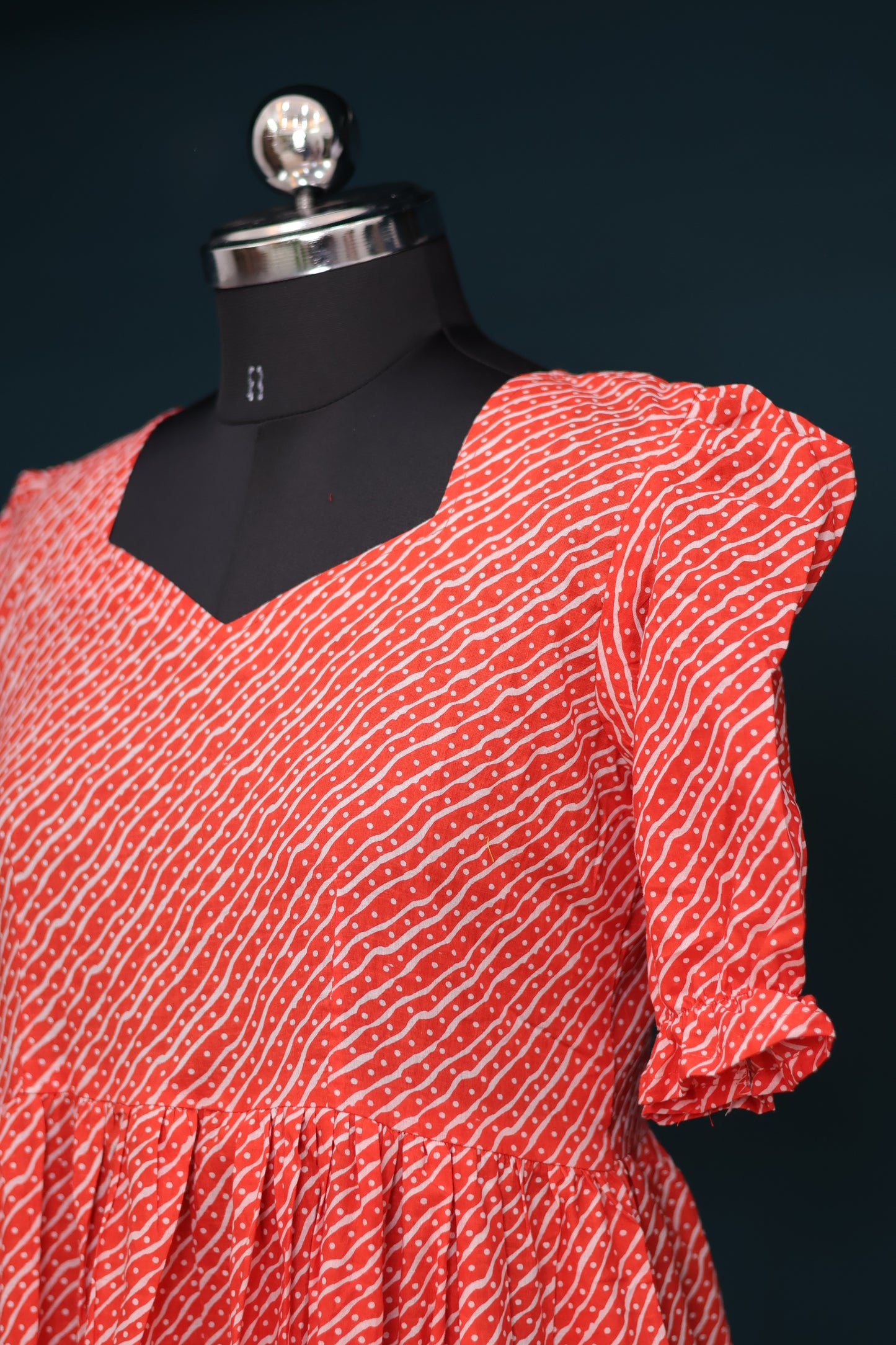 Orange bagru pure cotton frock