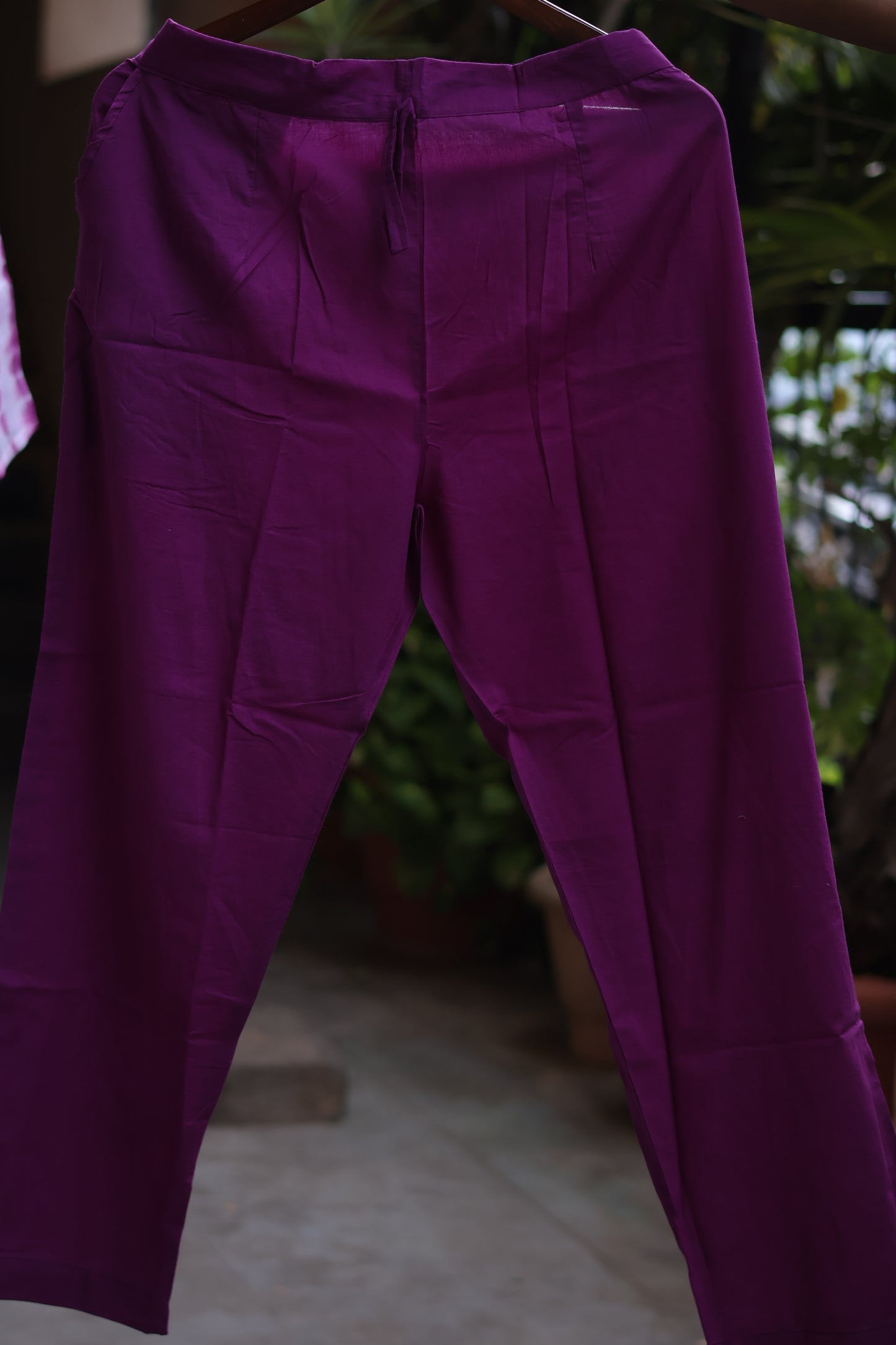 White & Purple Handblock printed kota 3 piece suit (stitched)