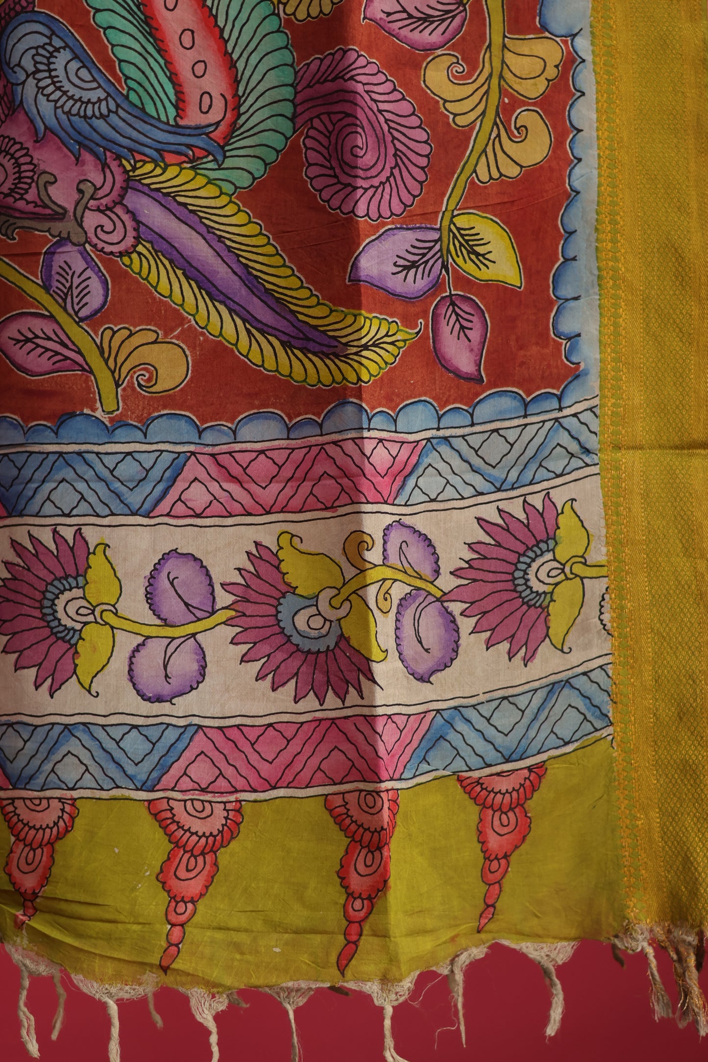 Pen Kalamkari chennur silk duppata
